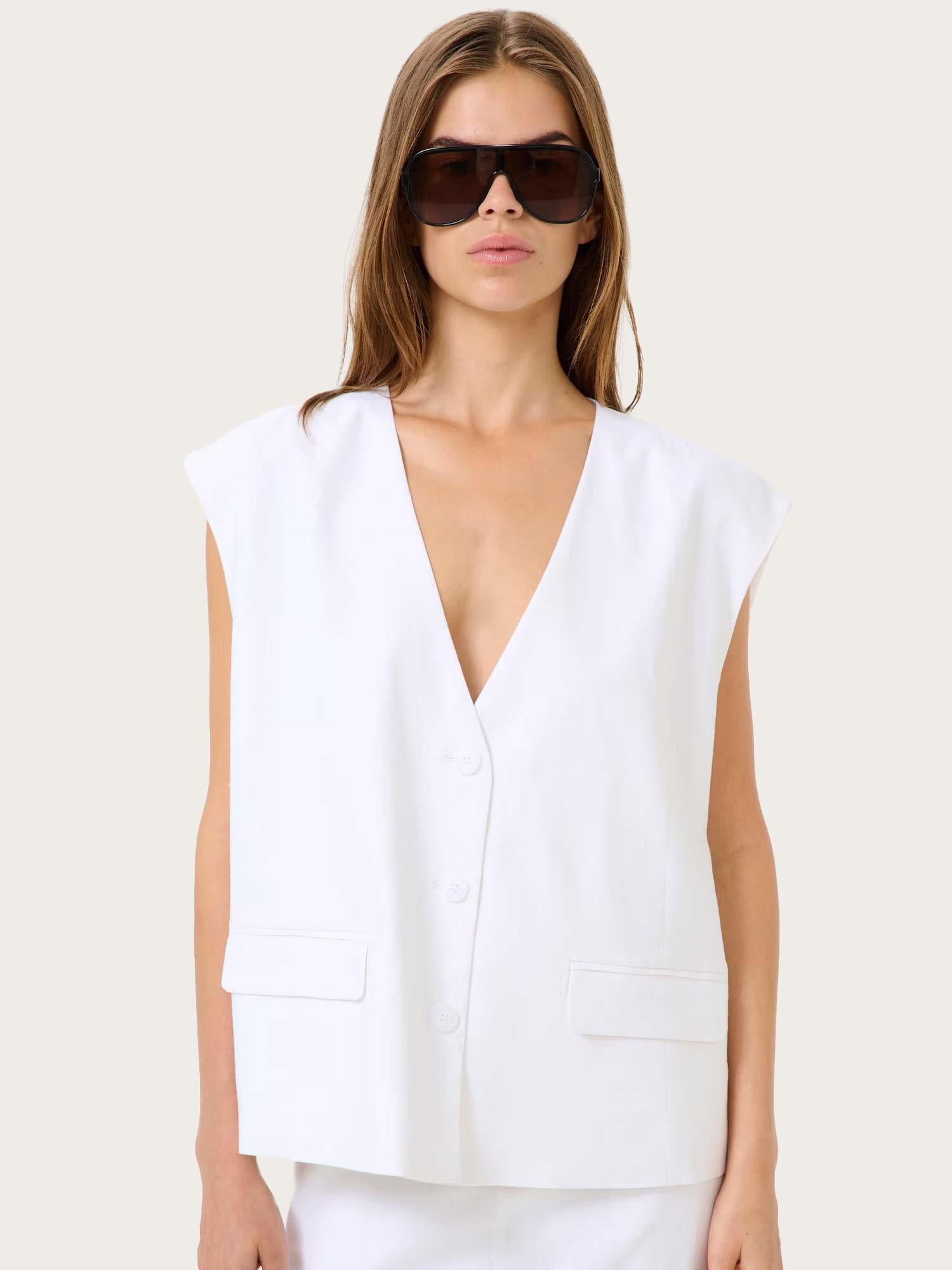GZizza Linen Waistcoat - Bright White