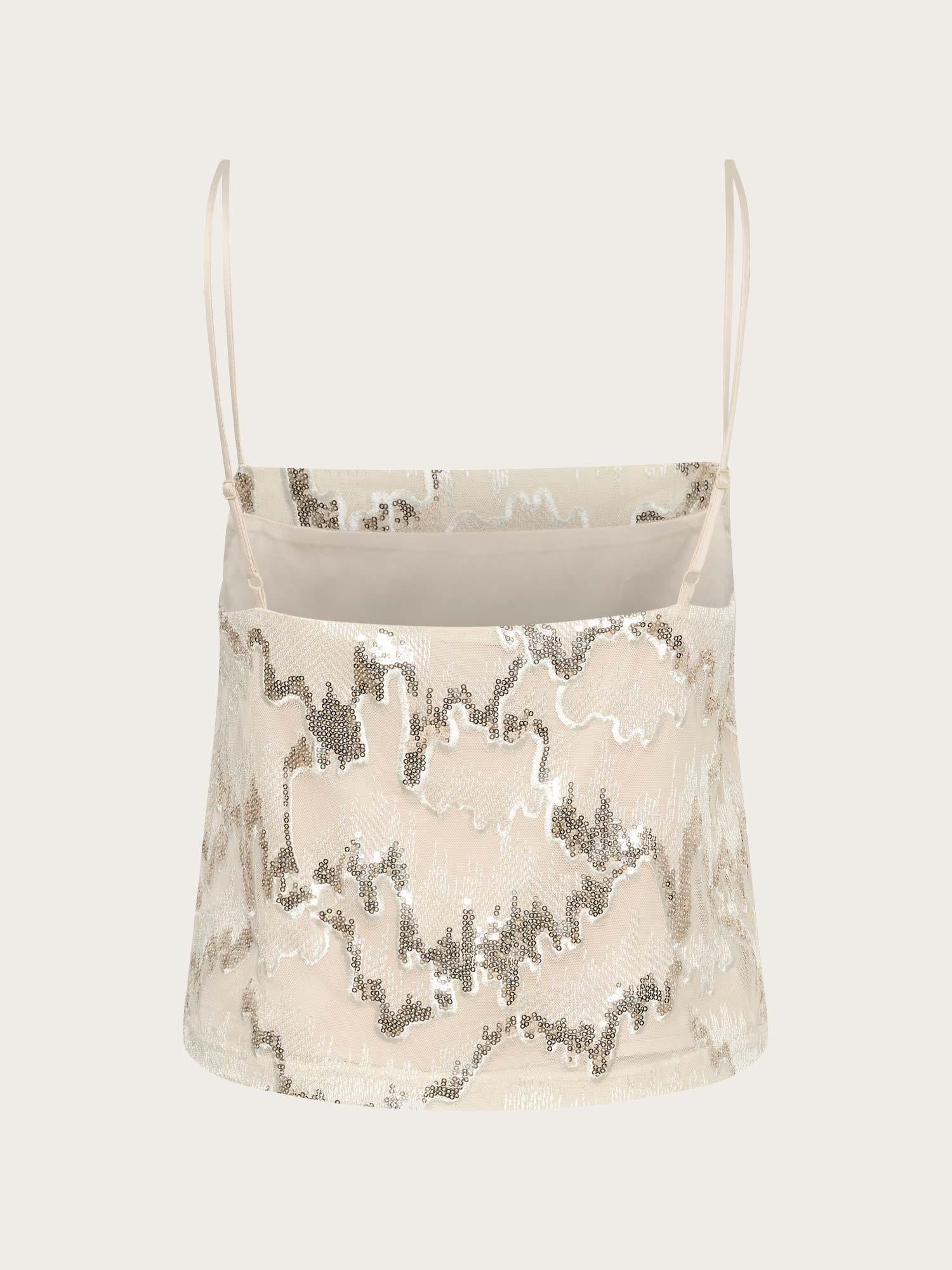 GZsagina Singlet Top - Birch With Sequins