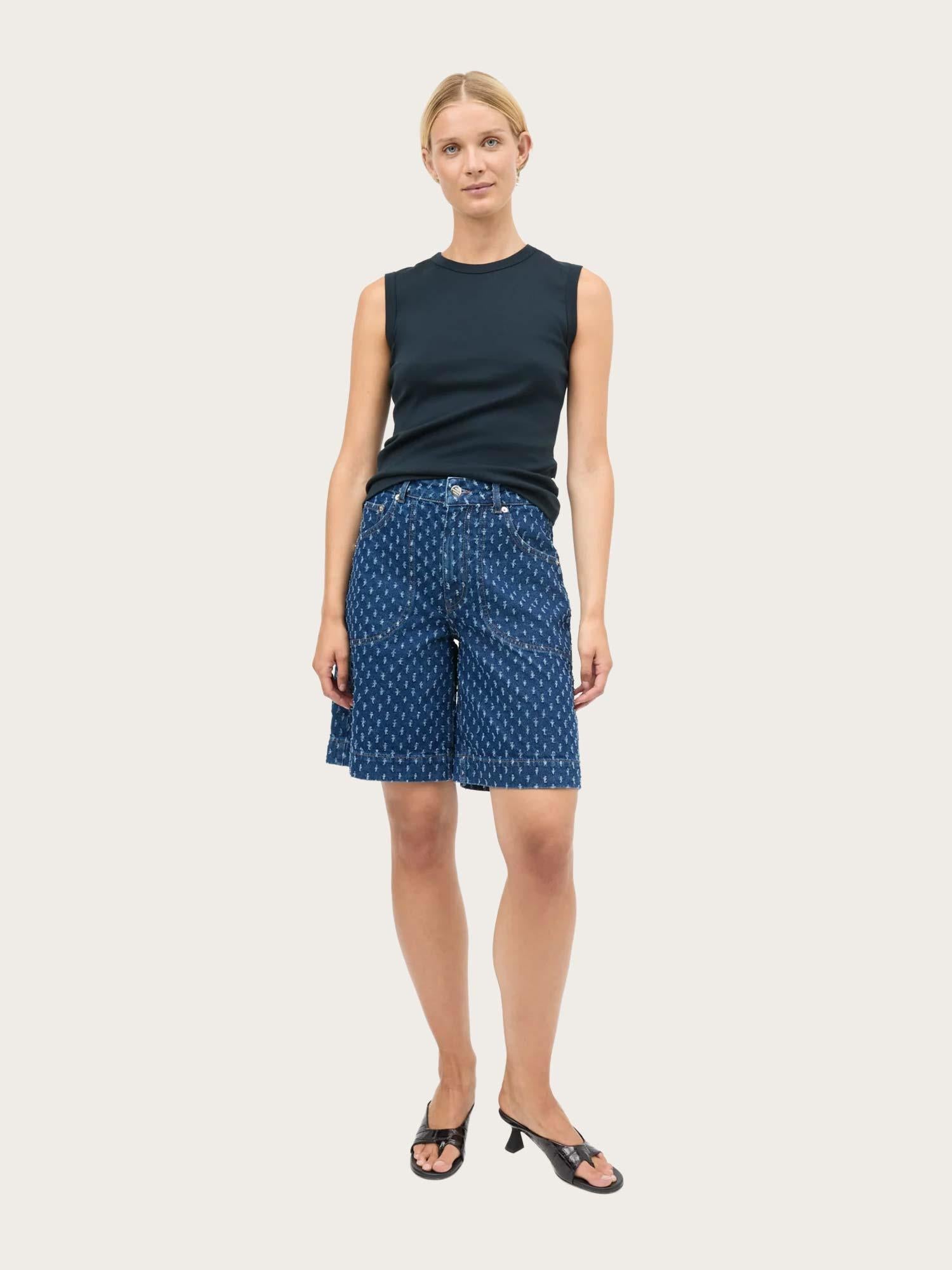 Distres Denim Rossy Shorts - Mid Blue Denim