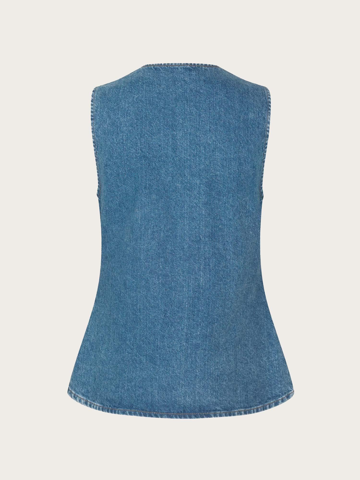 Enatenna Denim Vest - Worn Dark Blue