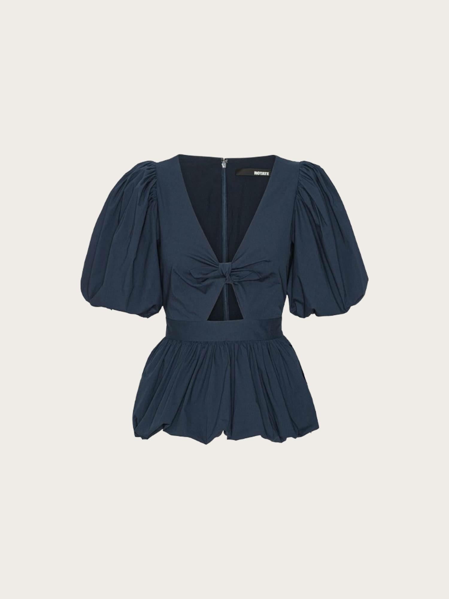Puff Sleeve Bubble Top - Navy Blazer
