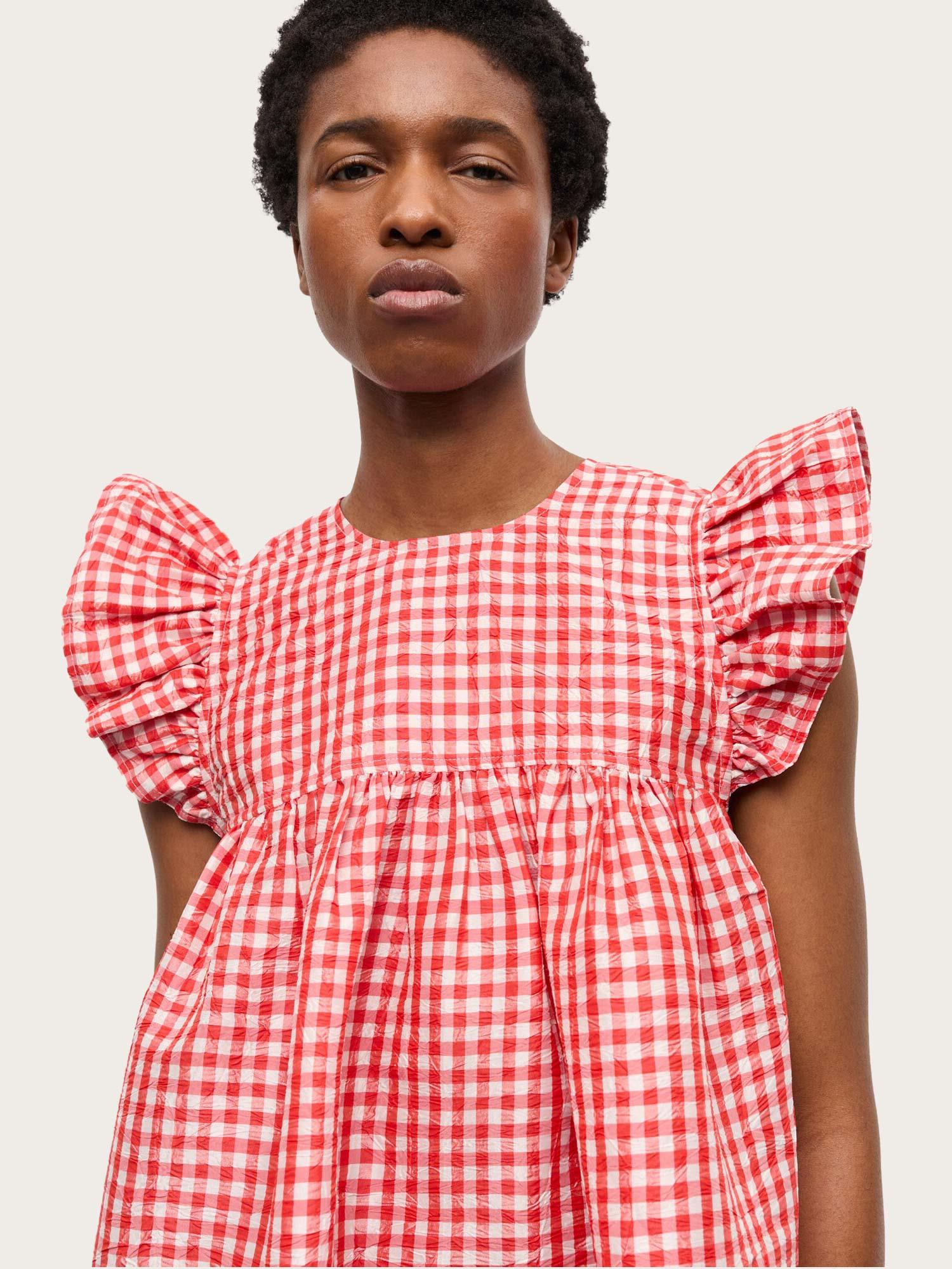 Crinckled Taffeta Check - Red Alert