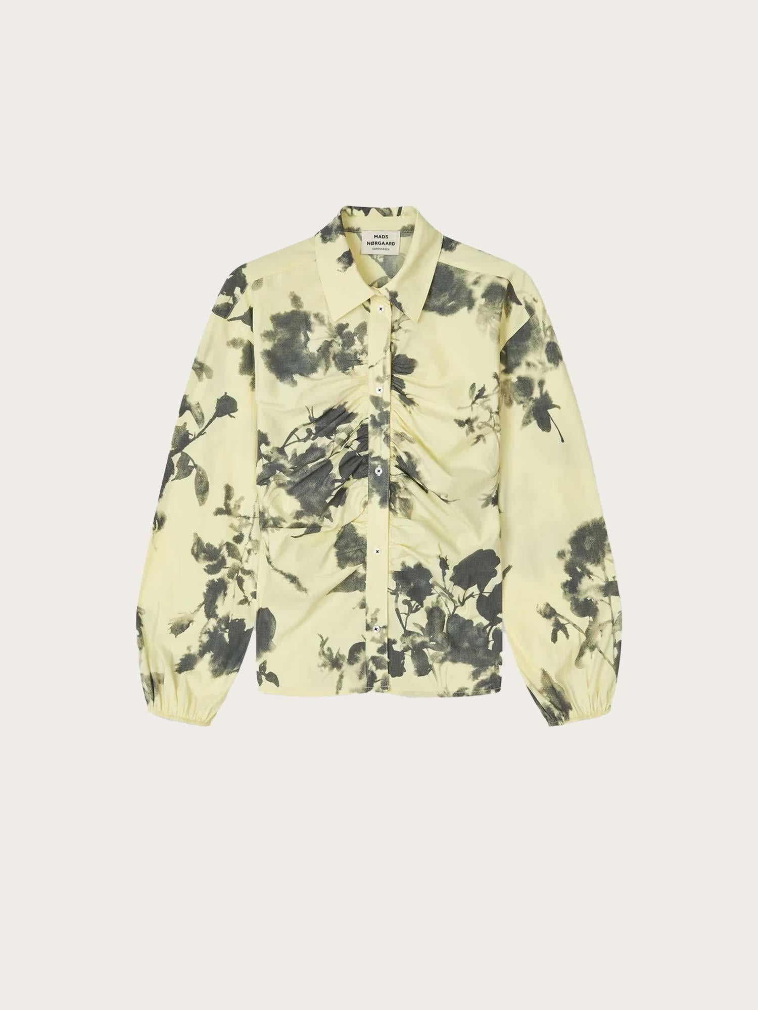 Poplinea Clara Shirt AOP - Ink Flower AOP/tender Yellow