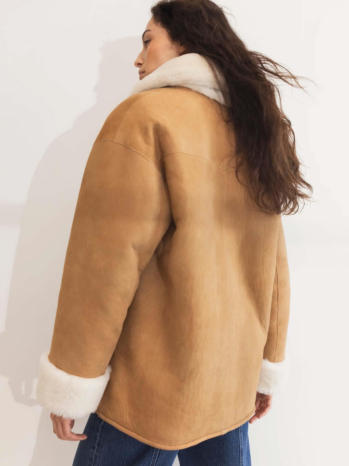 Luna Shearling Jacket - Camel Suede