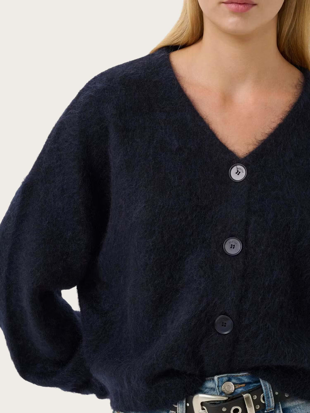 Debbie V Gardigan - Navy Melange