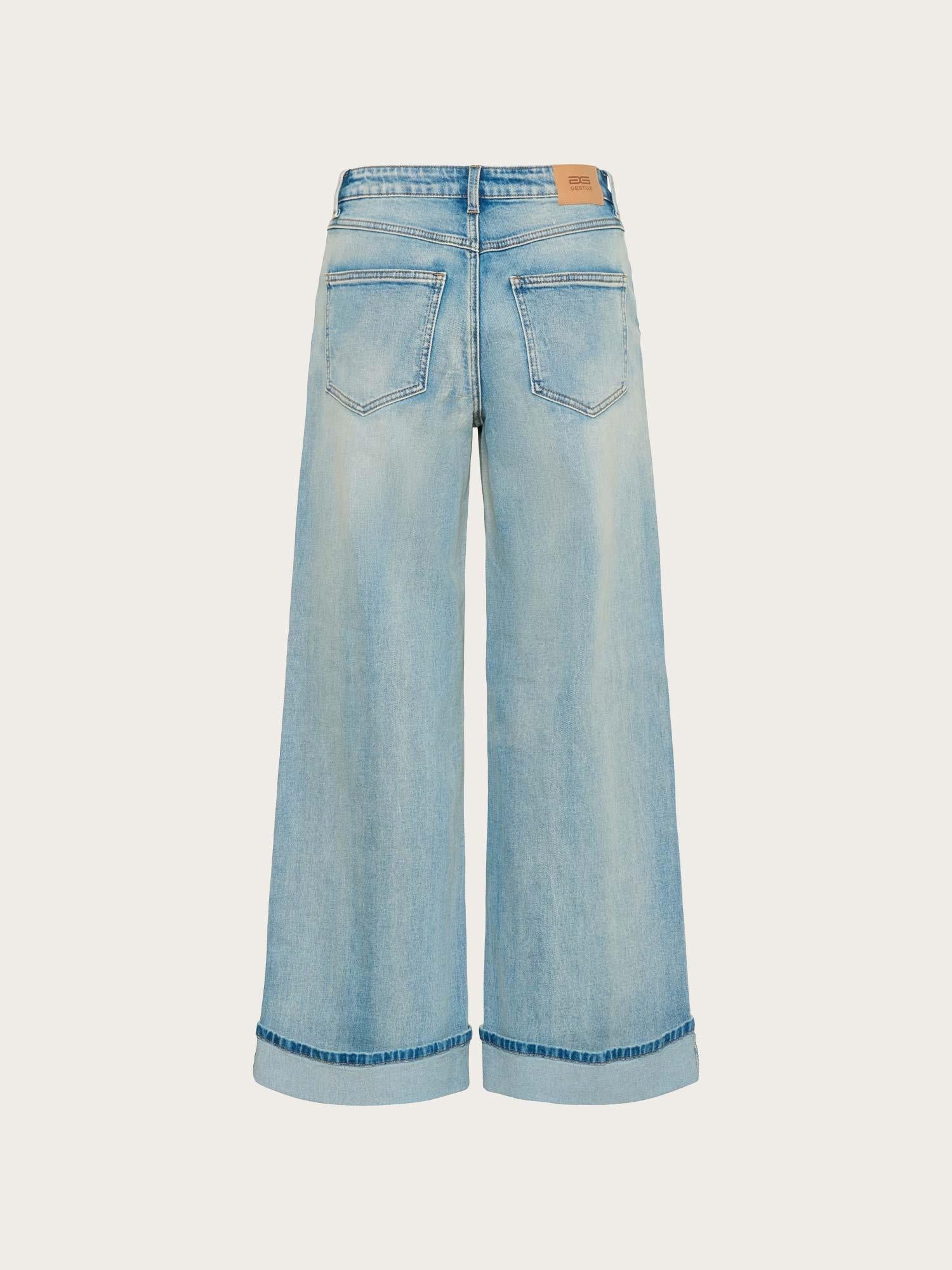 Sara HW Wide Jeans - Washed Blue