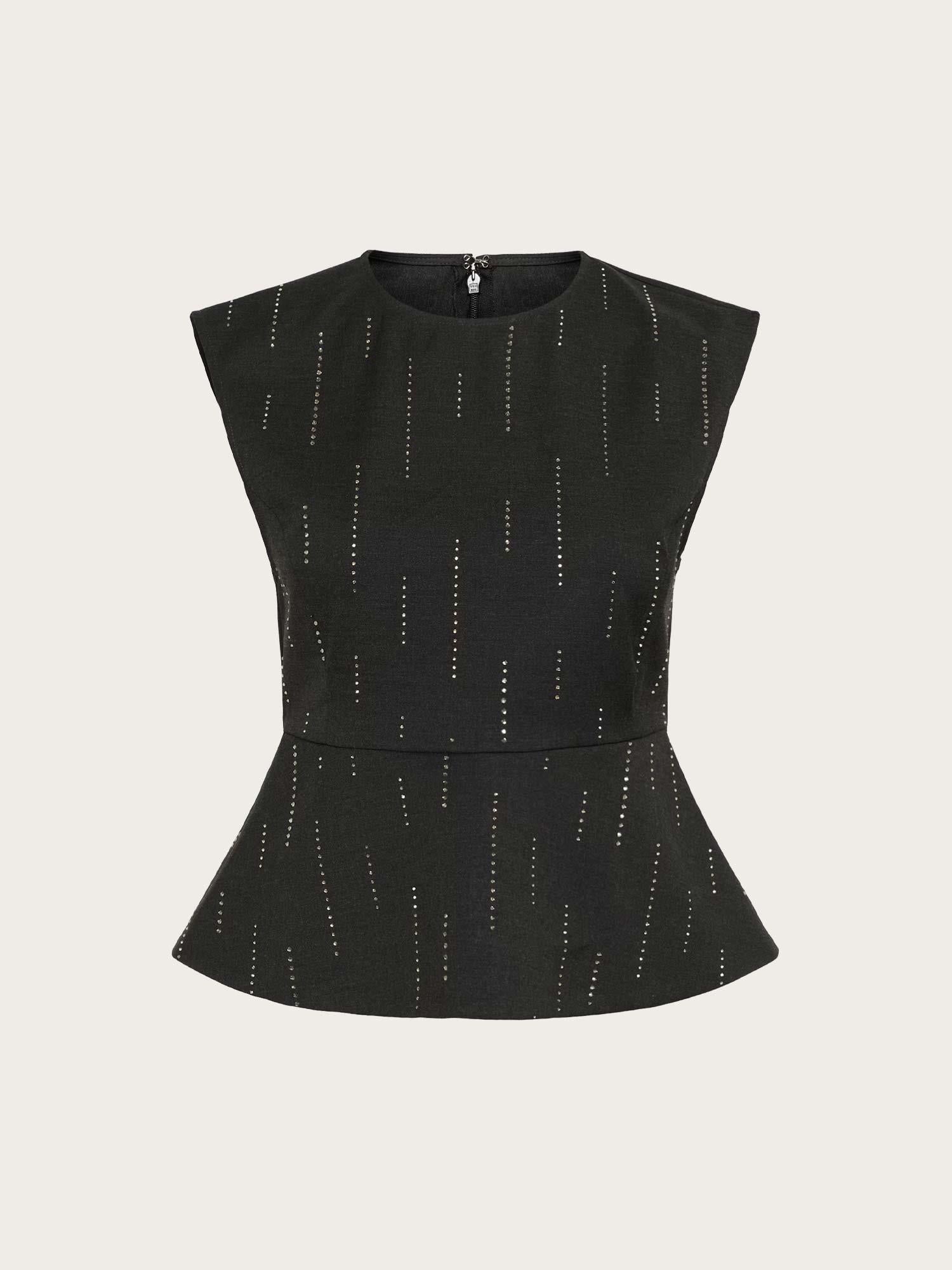 Adira Peplum Top - Dark Grey Melange