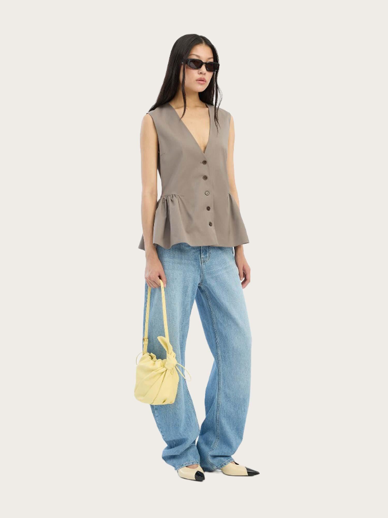 Peplum Waistcoat - Driftwood