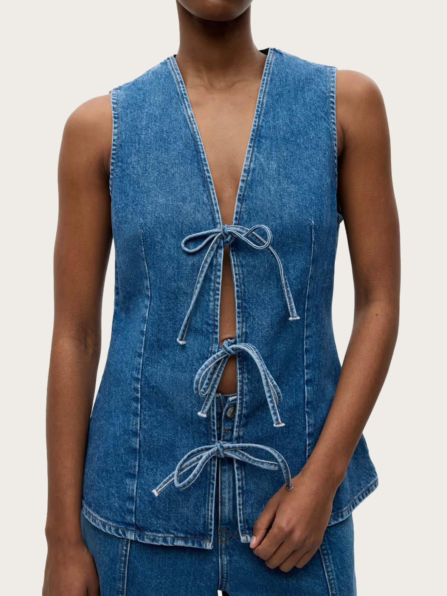 Enatenna Denim Vest - Worn Dark Blue