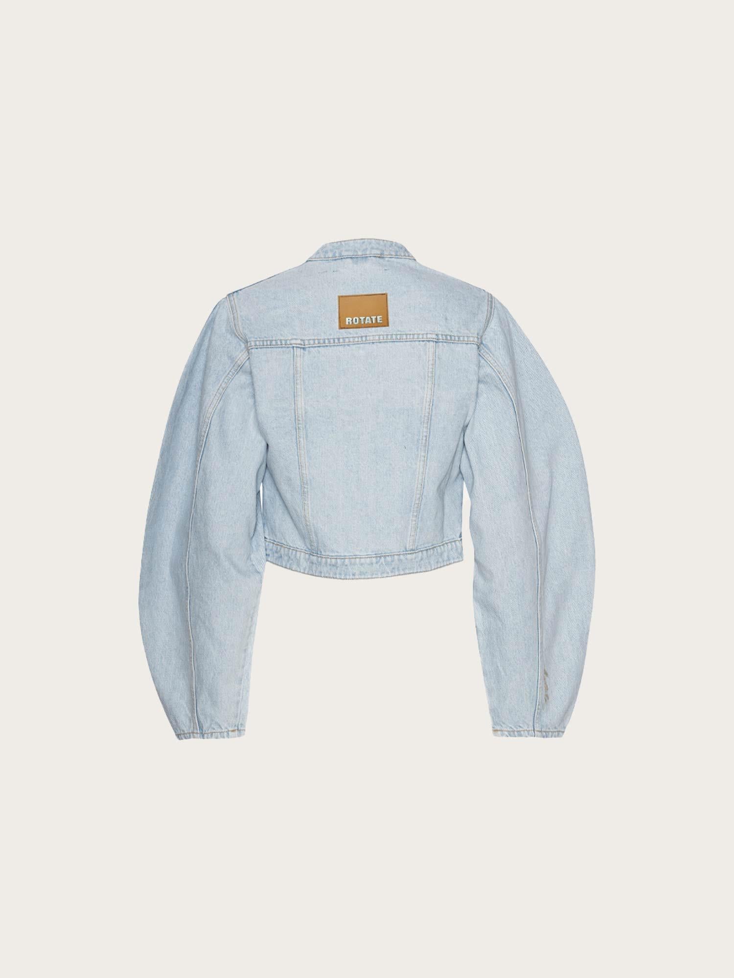 Round Sleeve Denim Jacket - Light Blue