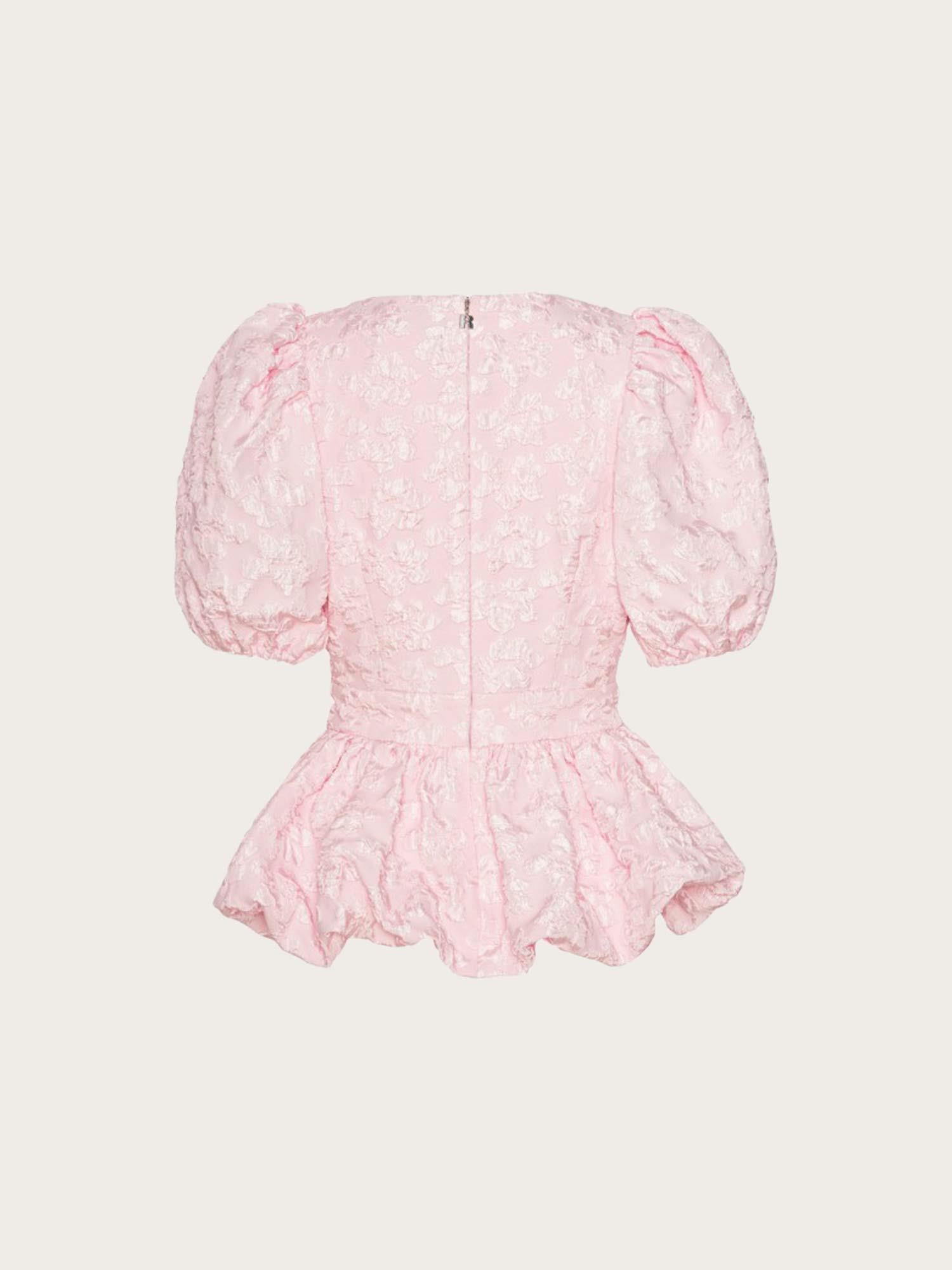 Jacquard Puff Sleeve Top - Ballerina