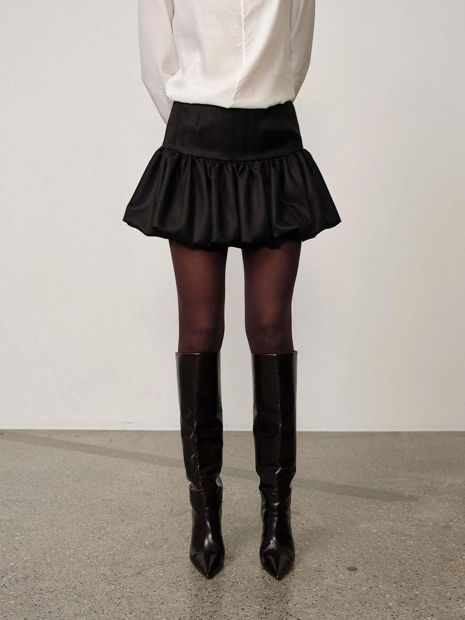 Laja Wool Skirt - Black Pinstripe