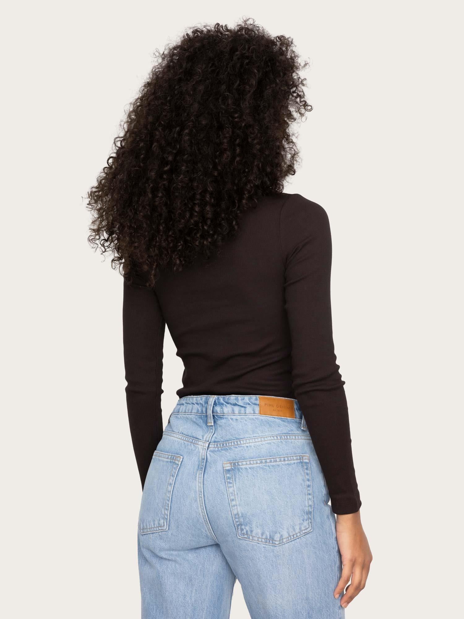 Petronella Rib Boatneck - Dark Brown