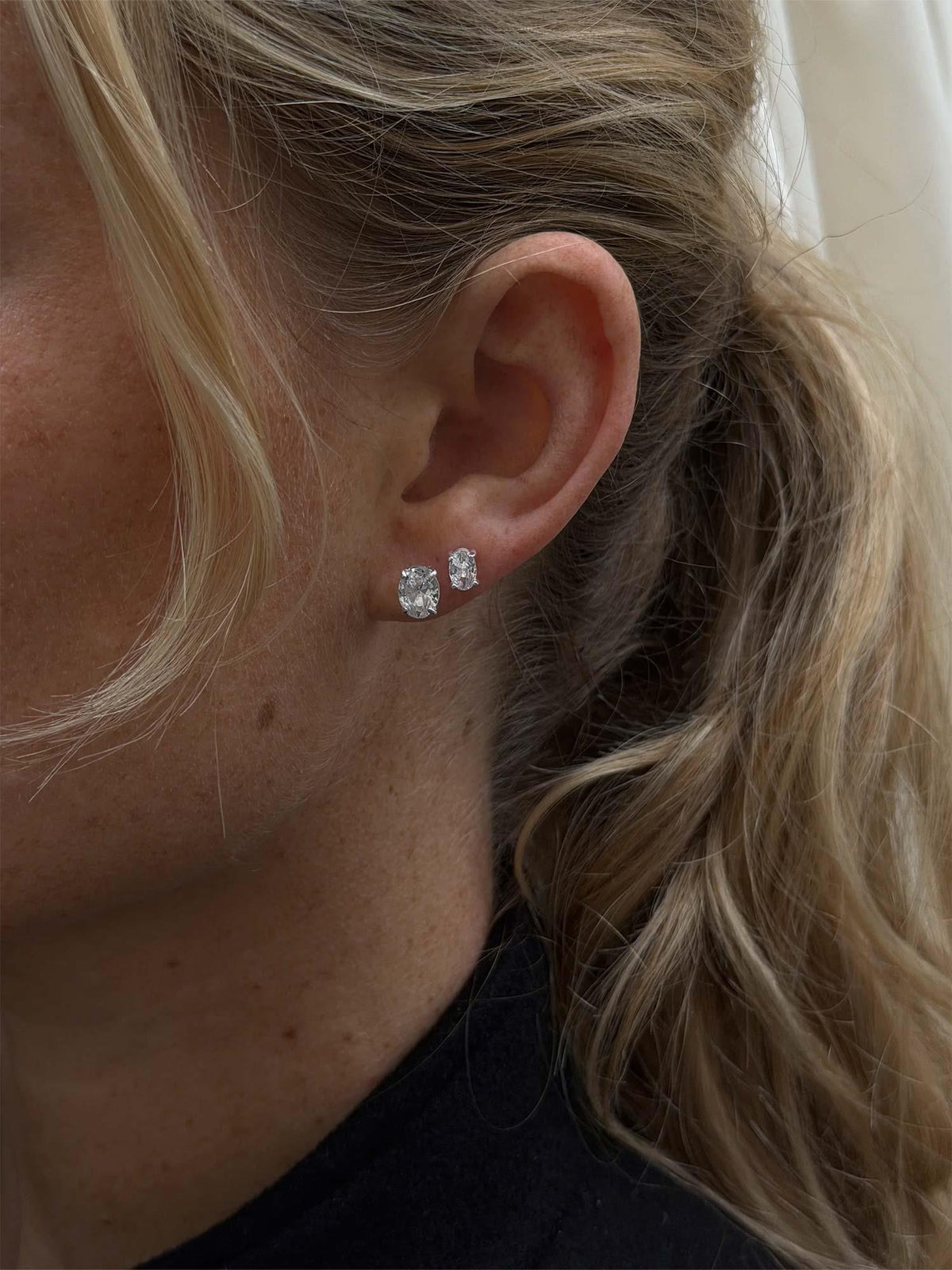 Oval Cut Stud - Silver