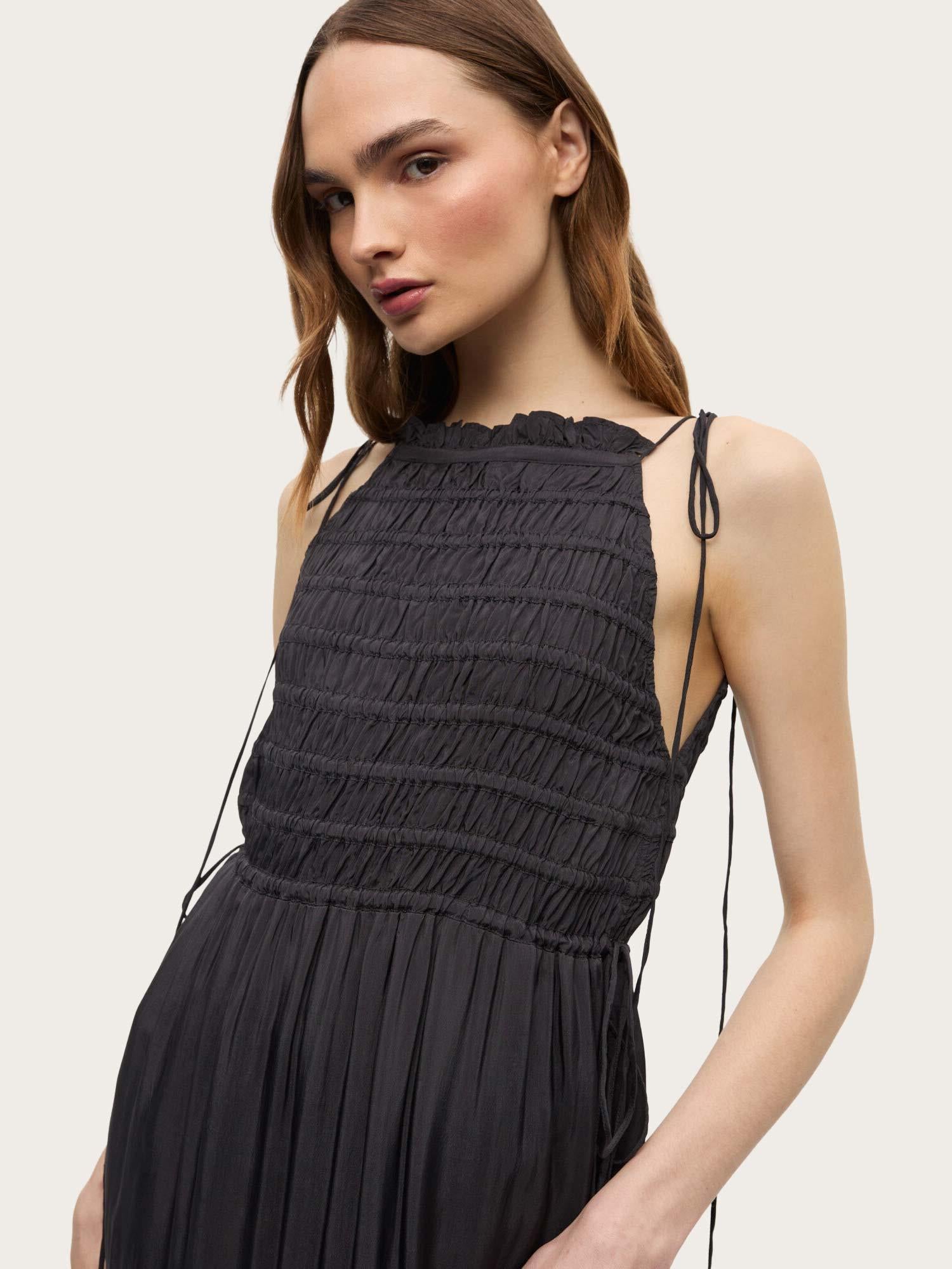 Viscose Habotai Maxi Smock Slip Dress - Phantom