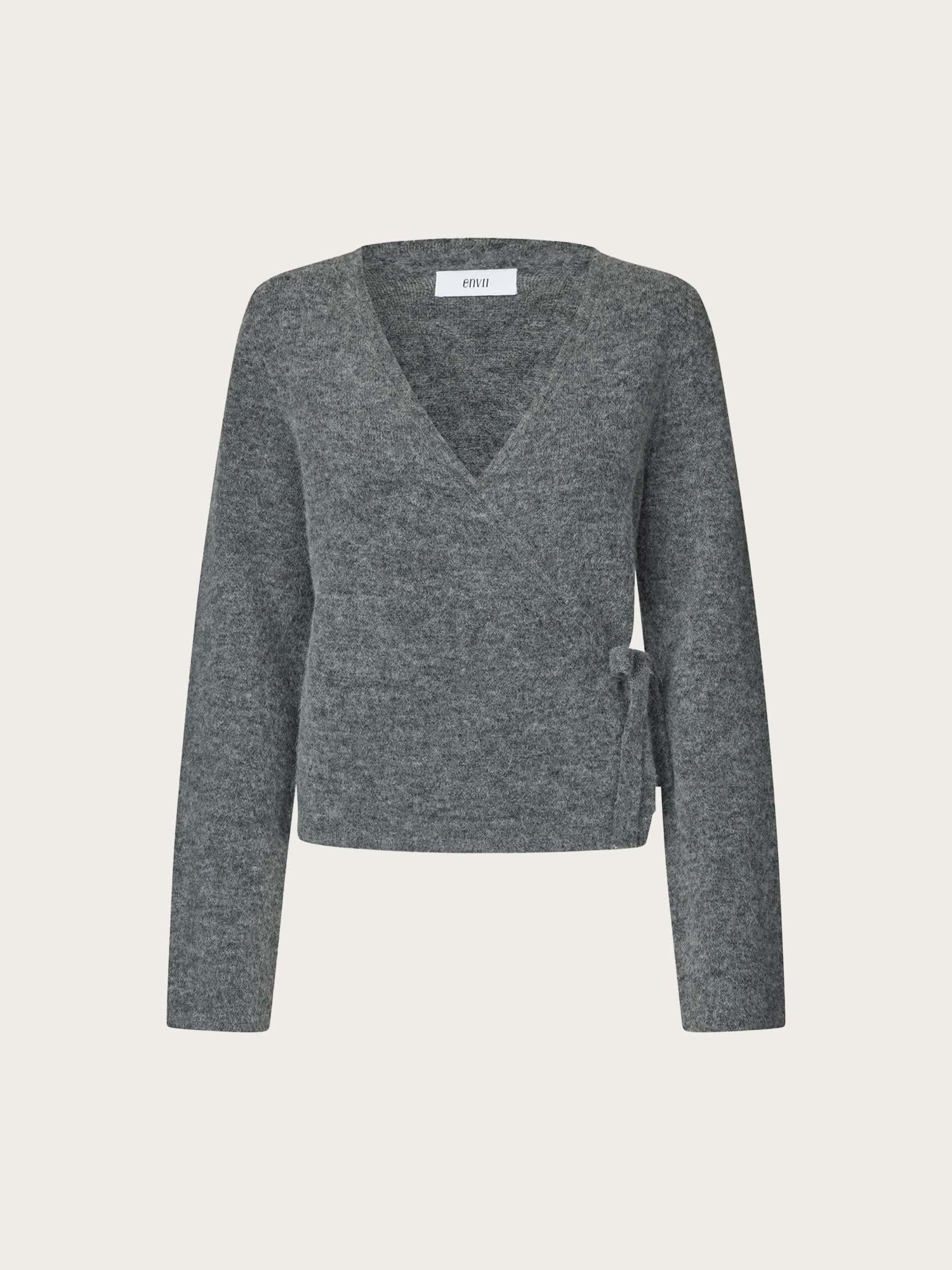 Enada LS V-N Knit - Dark Grey Melange