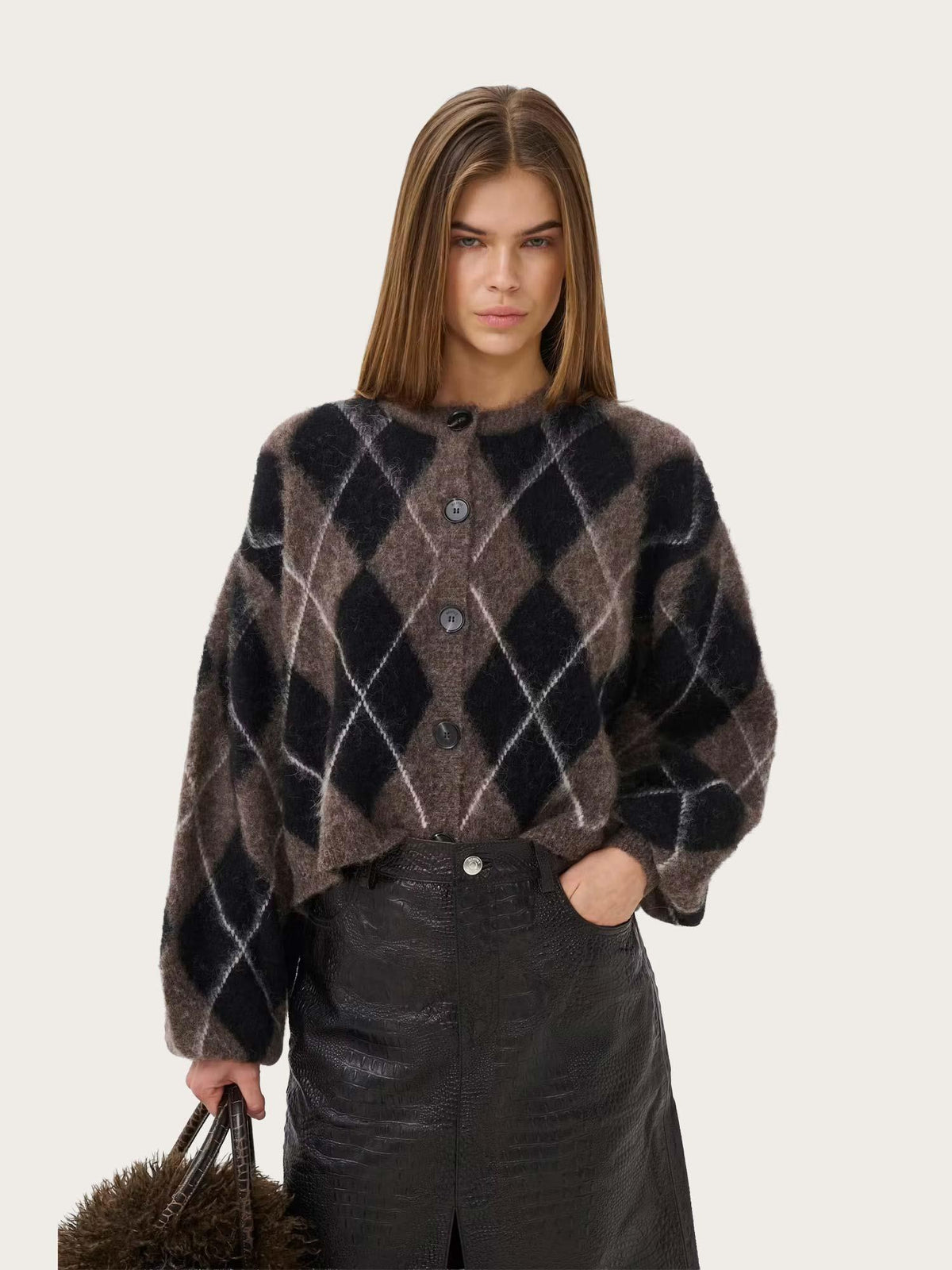 Sida Multi Cardigan - Black/Chestnut/L