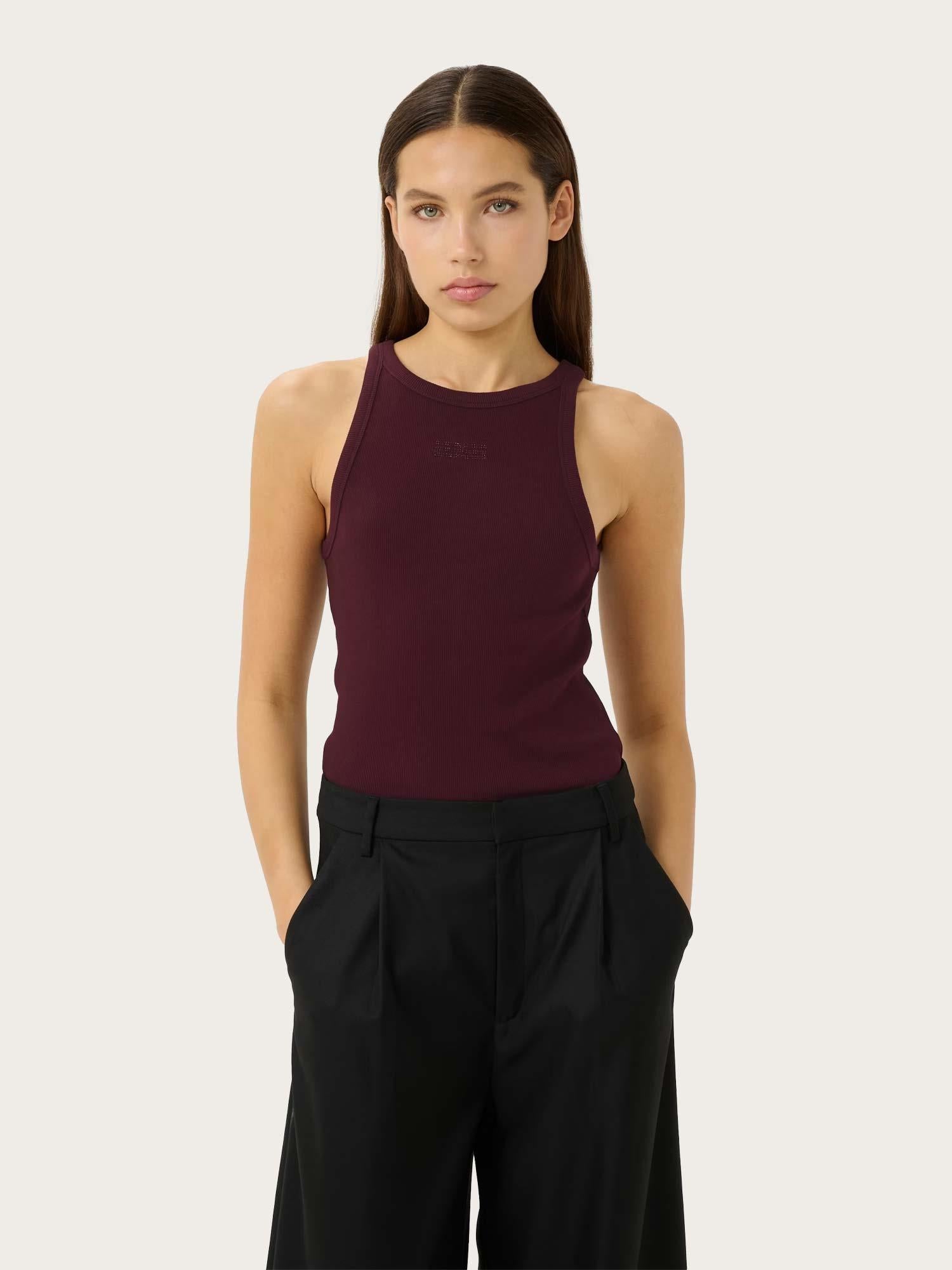 Drew Rhinestone Logo Tank - Aronia