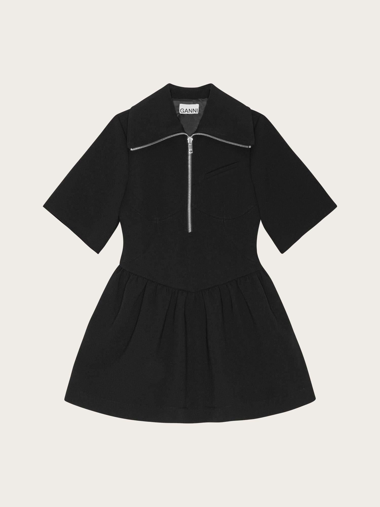 Bonded Crepe Mini Dress - Black