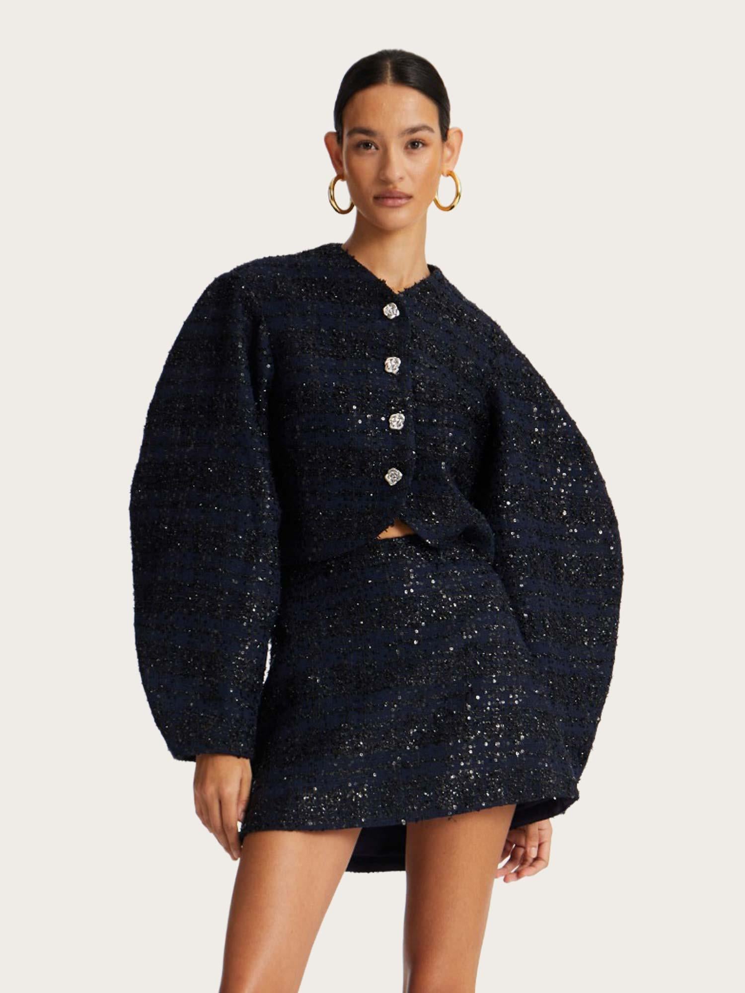 Boucle Short Jacket - Navy Blazer