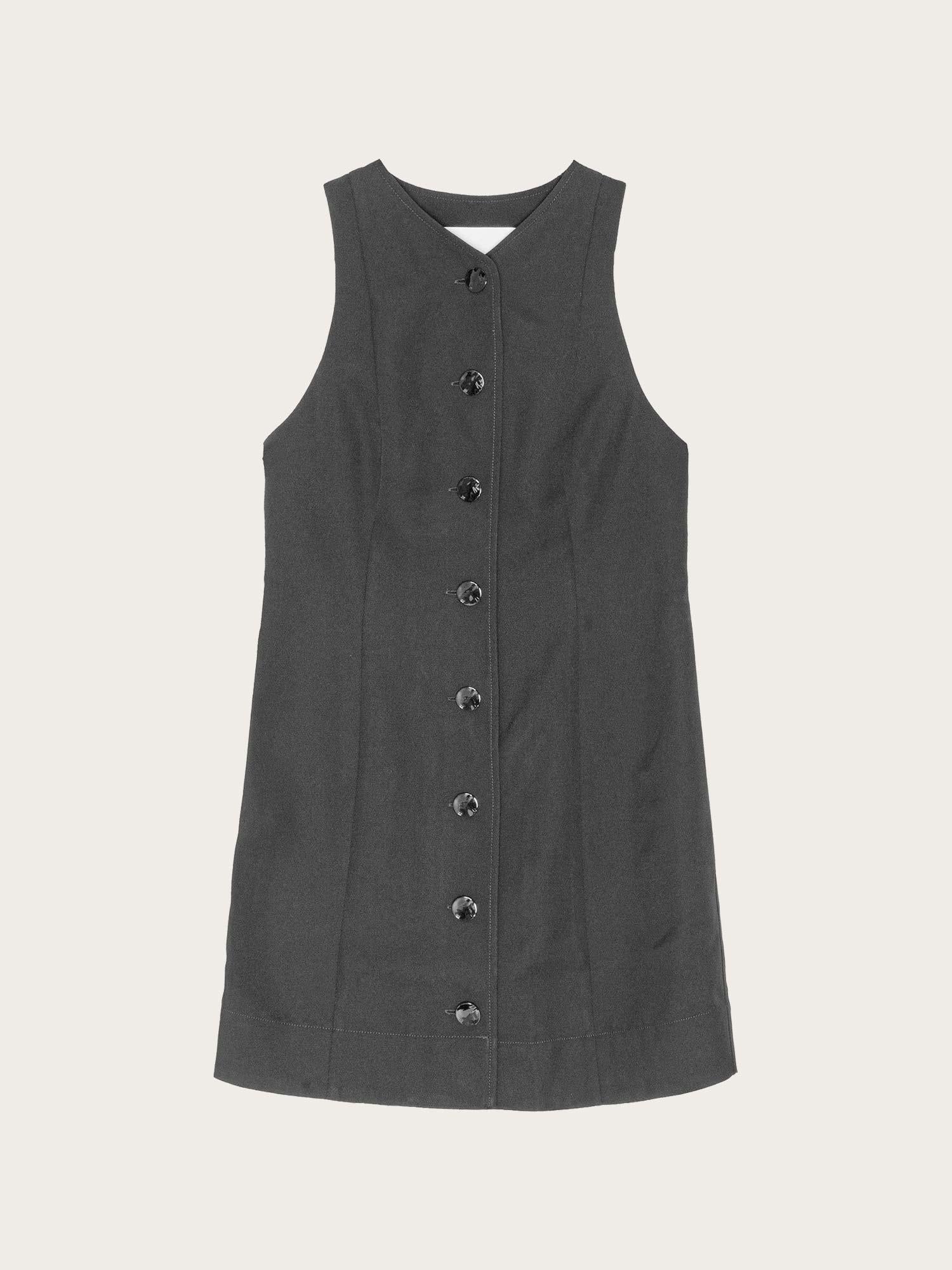 Light Twill Suiting Mini Dress - Black