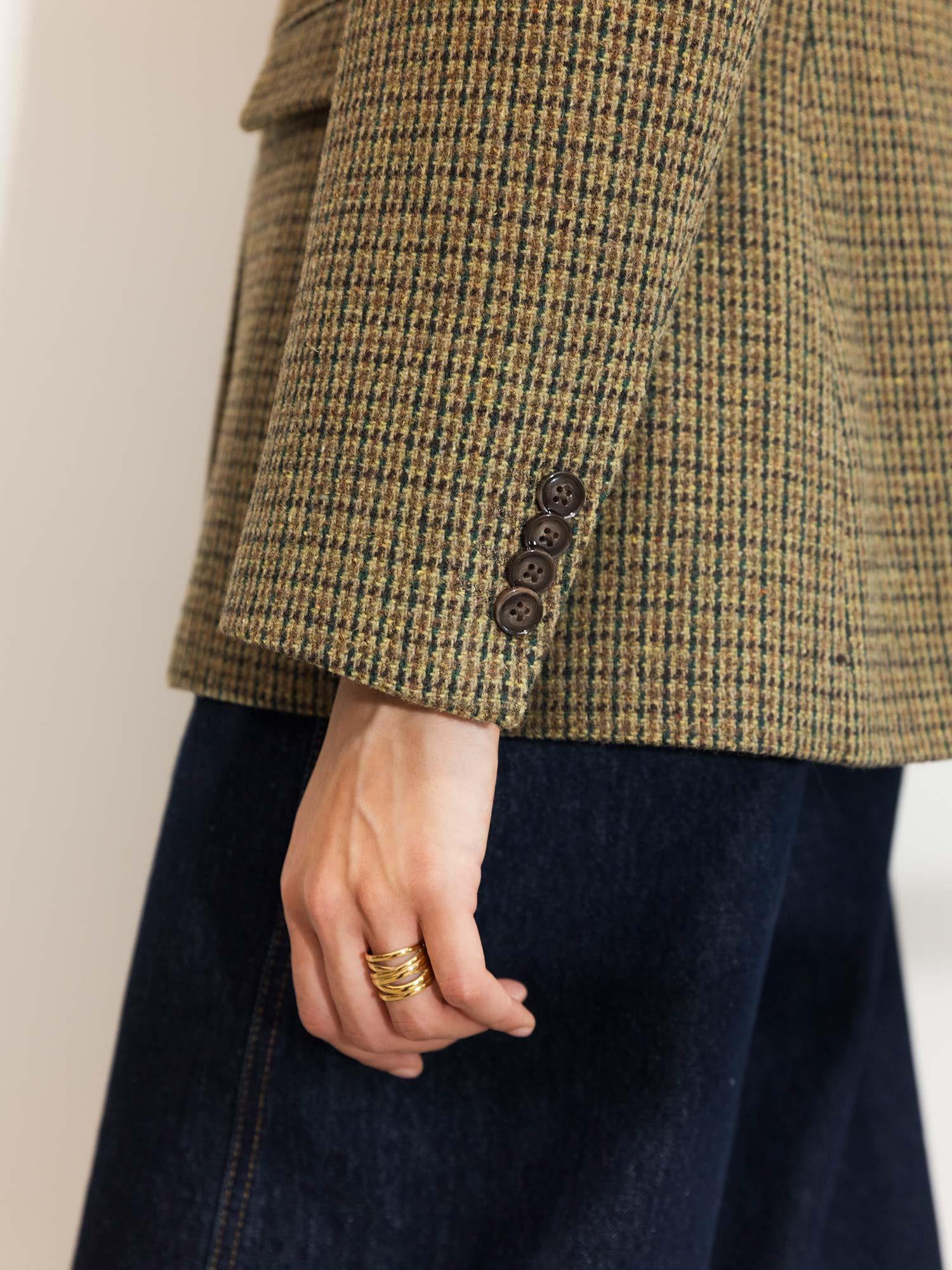 Brook Houndstooth Blazer - Green Houndstooth