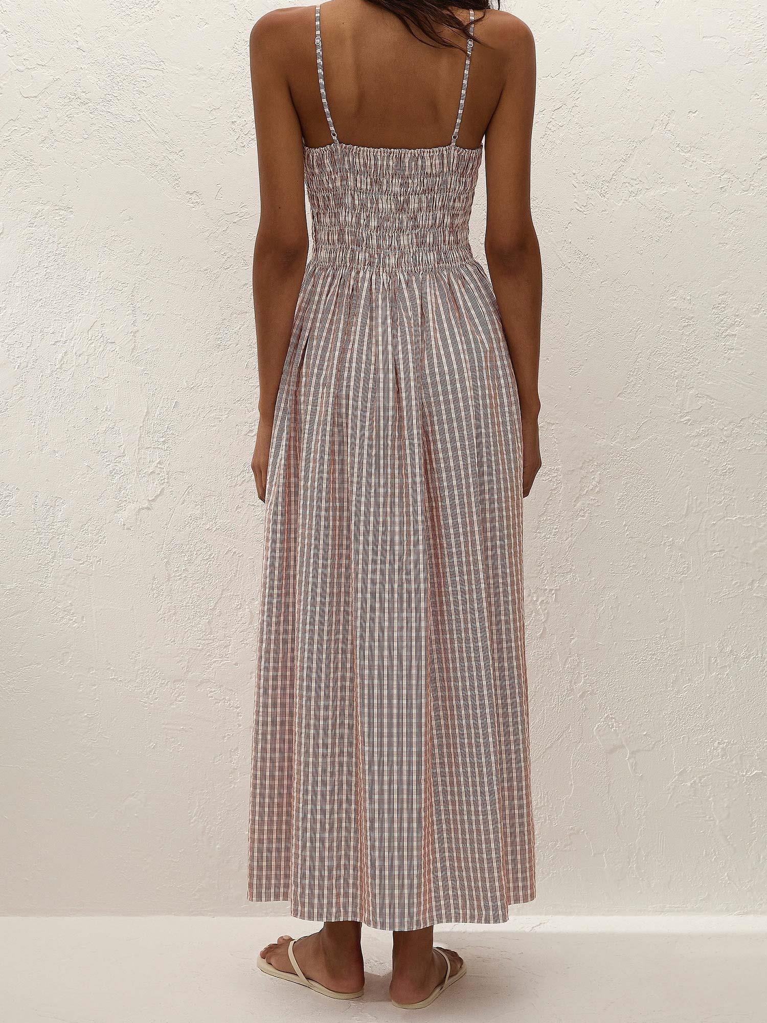 Laia Maxi Dress - Paloma Check/Cinnamon White