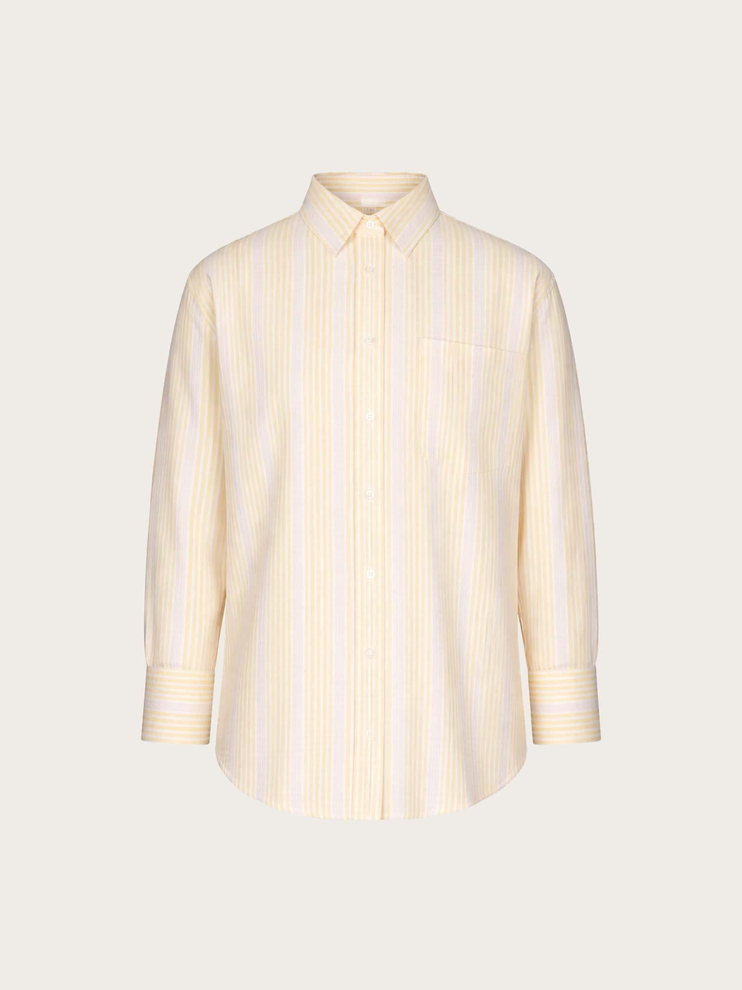 Bibi Crepe Shirt - Light Yellow Stripe