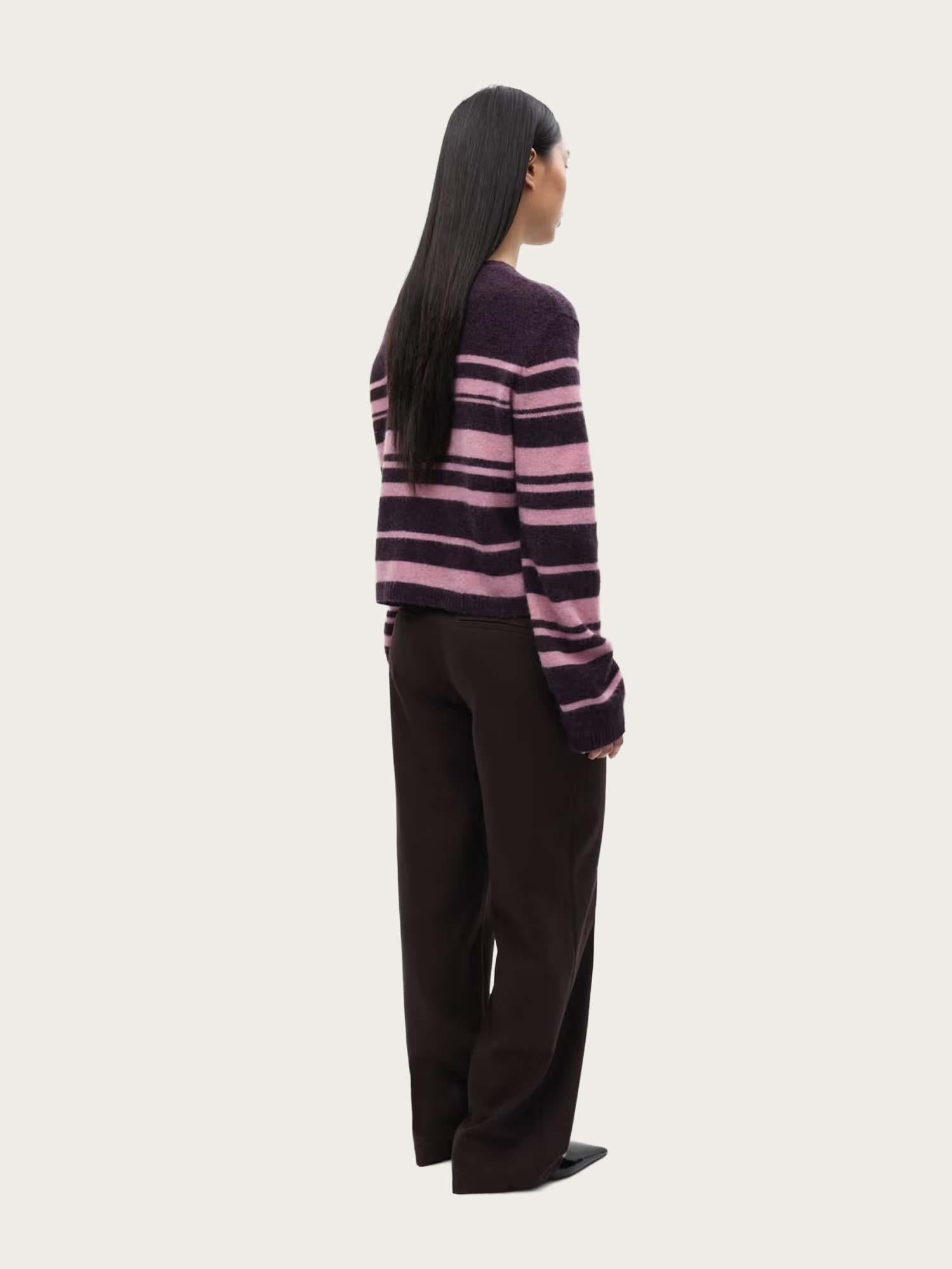 Enada LS Relaxed Cardigan st - Begonia Stripe