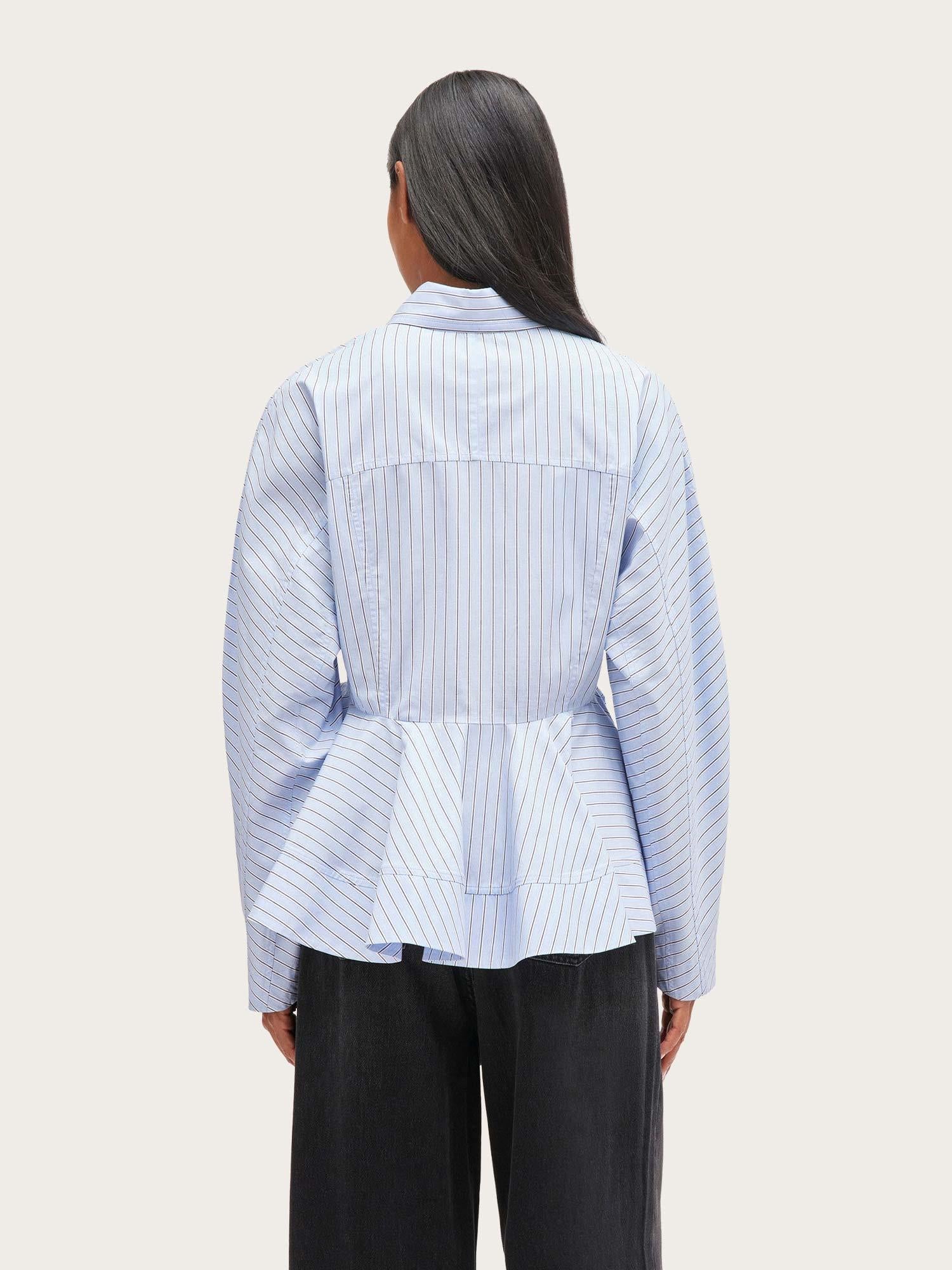 Stripe Cotton Peplum Shirt - Lavender Lustre