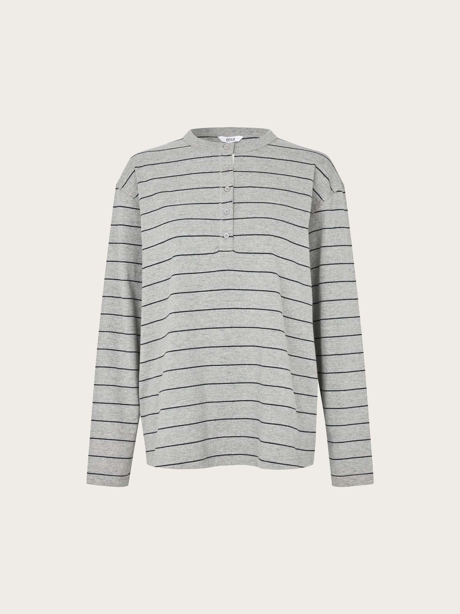 Enkulla LS O-N Tee Str - Grey/Navy Stripe