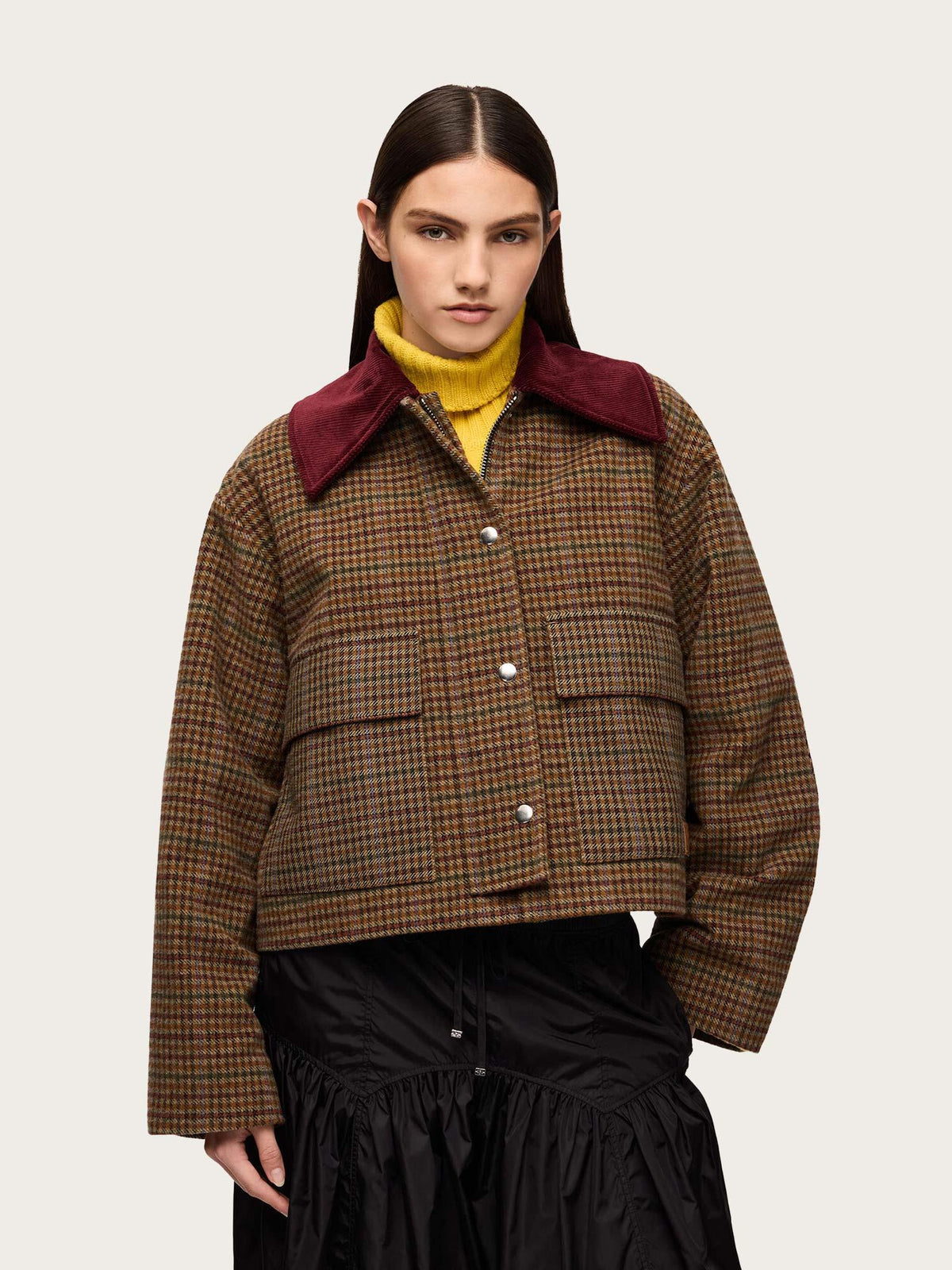 Heavy Check Twill Short Barn Jacket - Multicolor