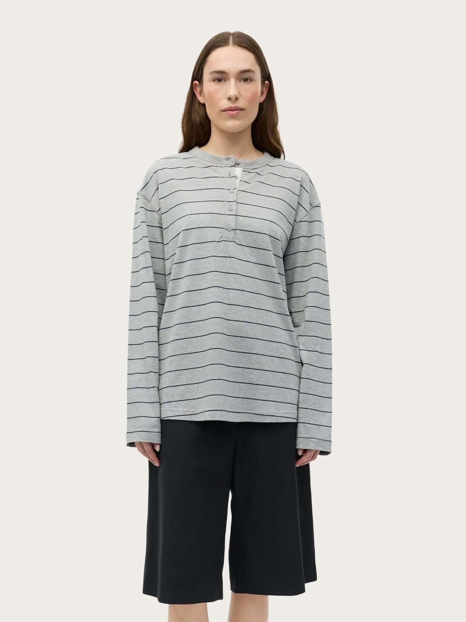Enkulla LS O-N Tee Str - Grey/Navy Stripe