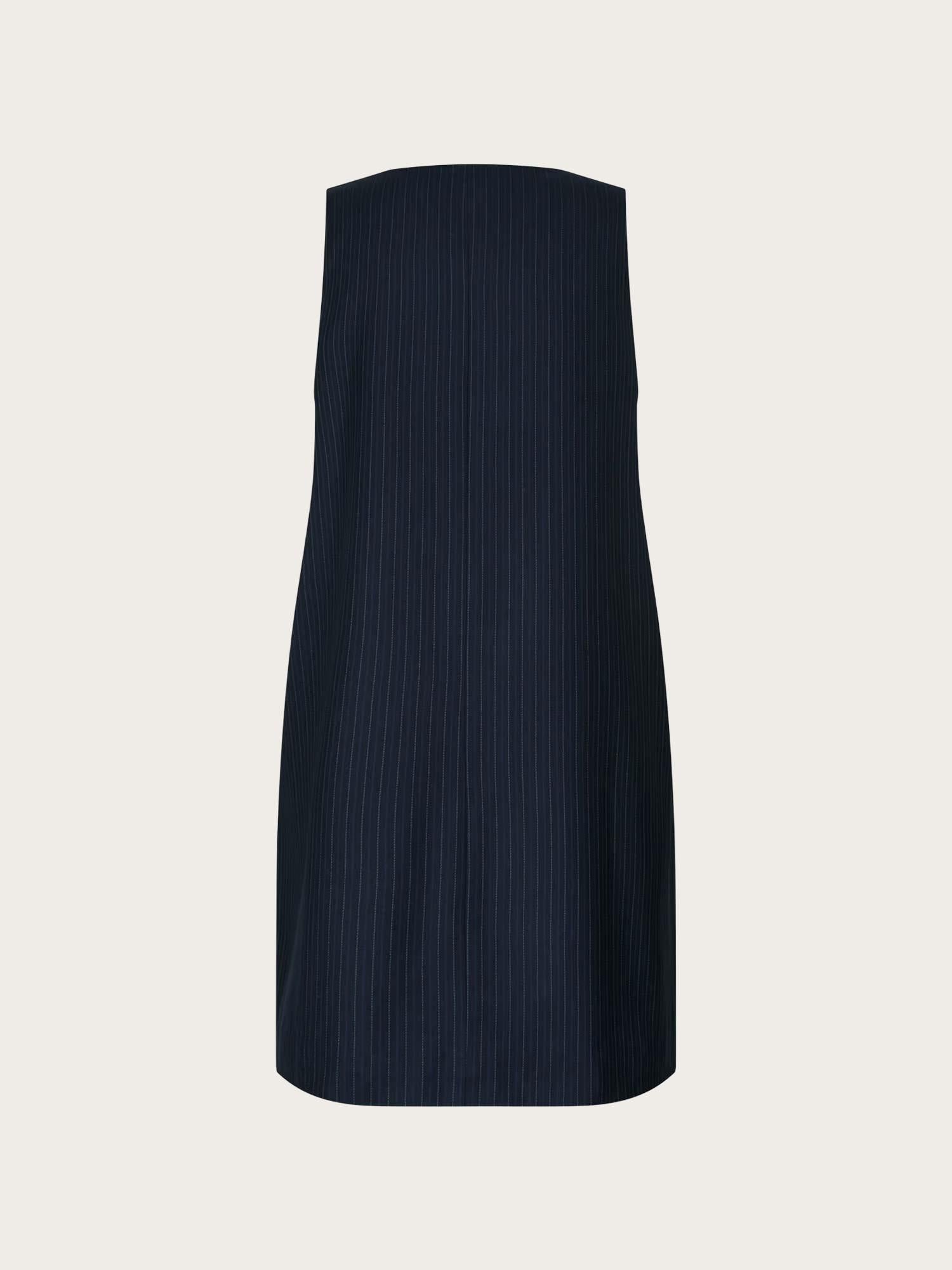 Enwood Pocket Dress - Dark Navy Pinstripe