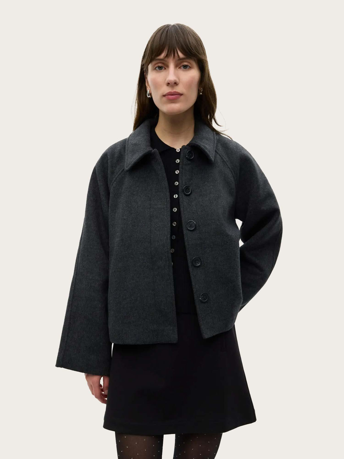 Enseneca Short Wool Jacket - Black Mel