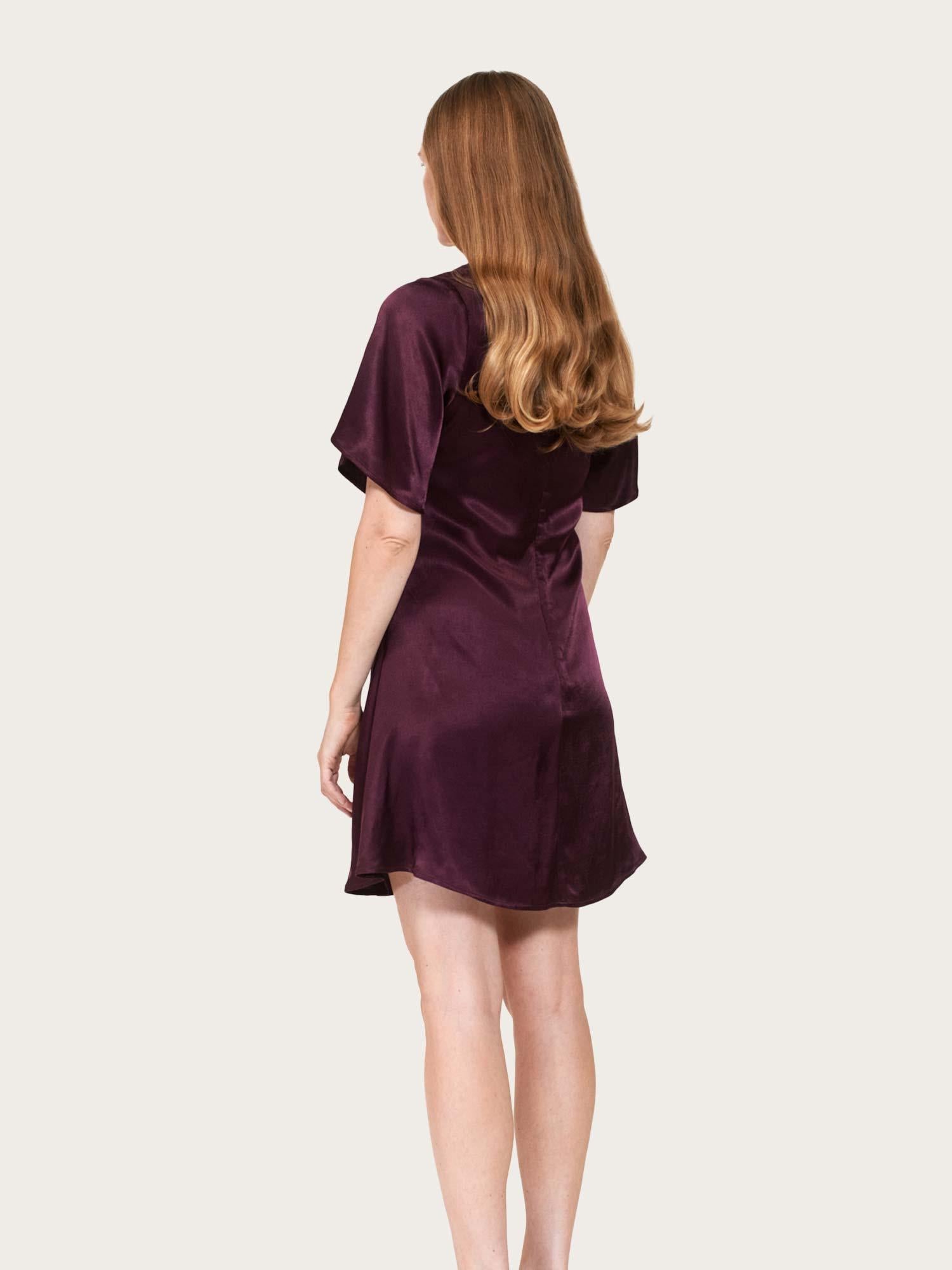 Lieben Satin Dress - Burgundy