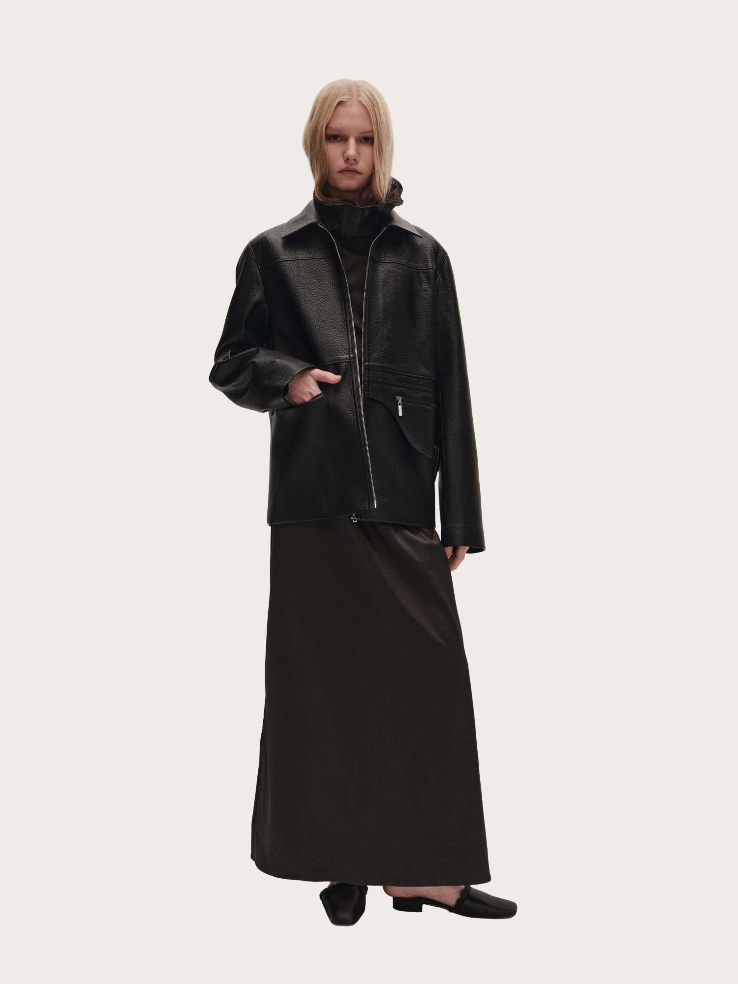 Cosmo Midi Leather Jacket - Black