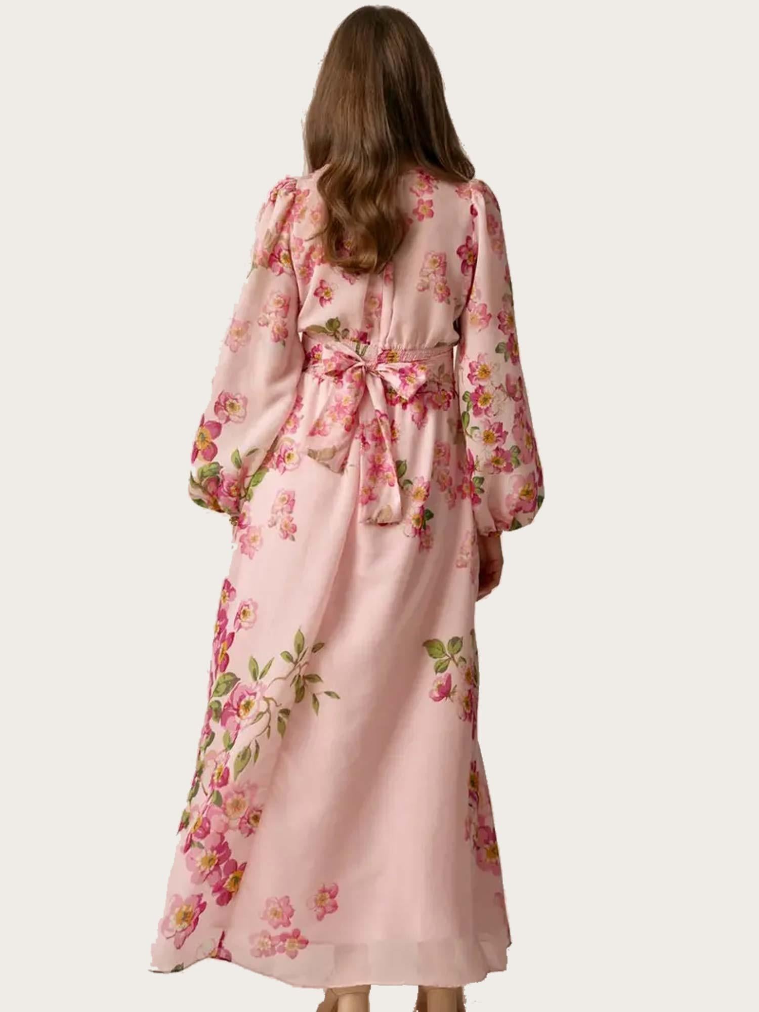 Viscose V-neck Dress - Cherry Blossom