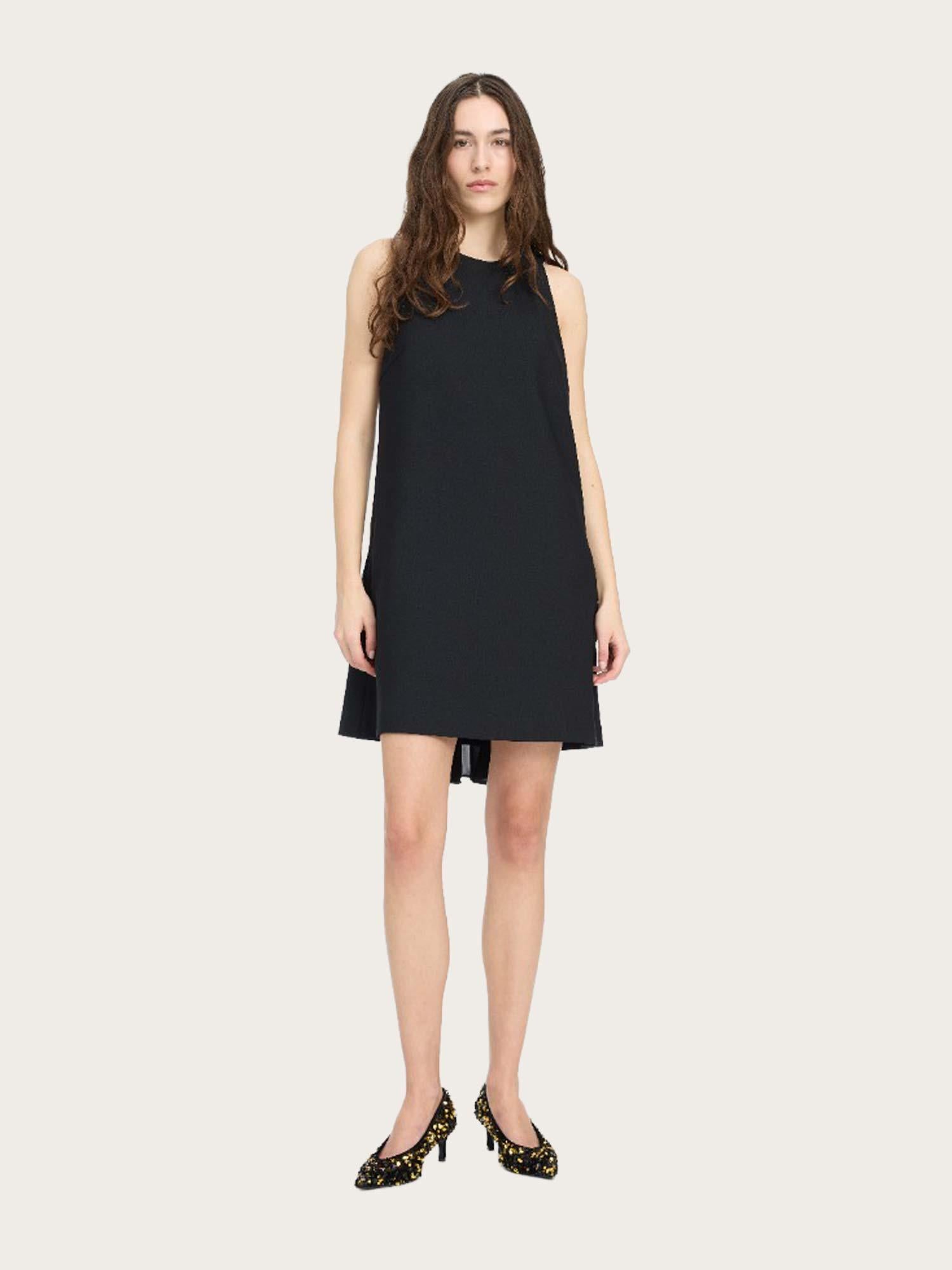 Crepe Mini A-Line Dress - Black
