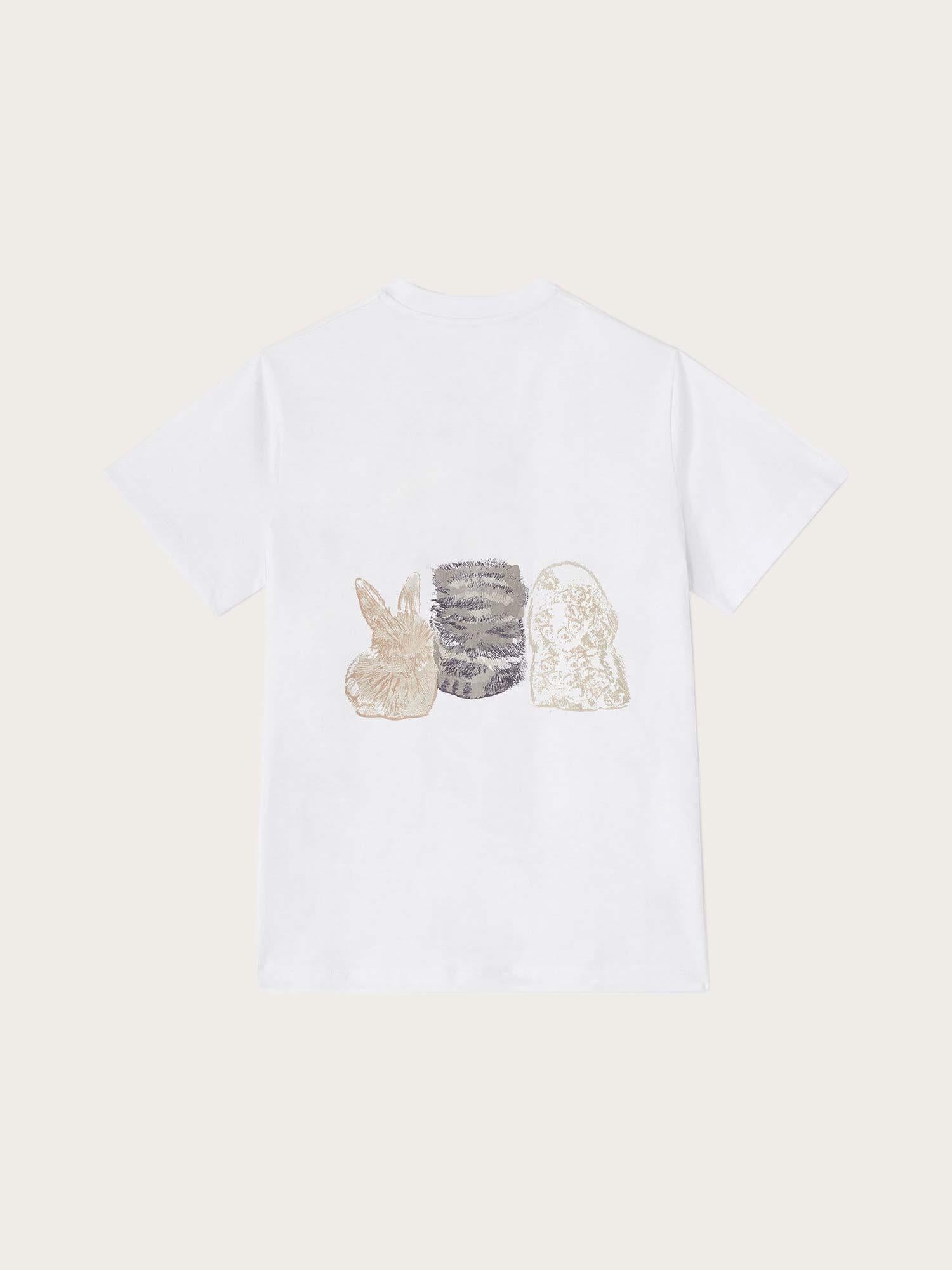 Basic Cotton Jersey Cute Animals - Bright White