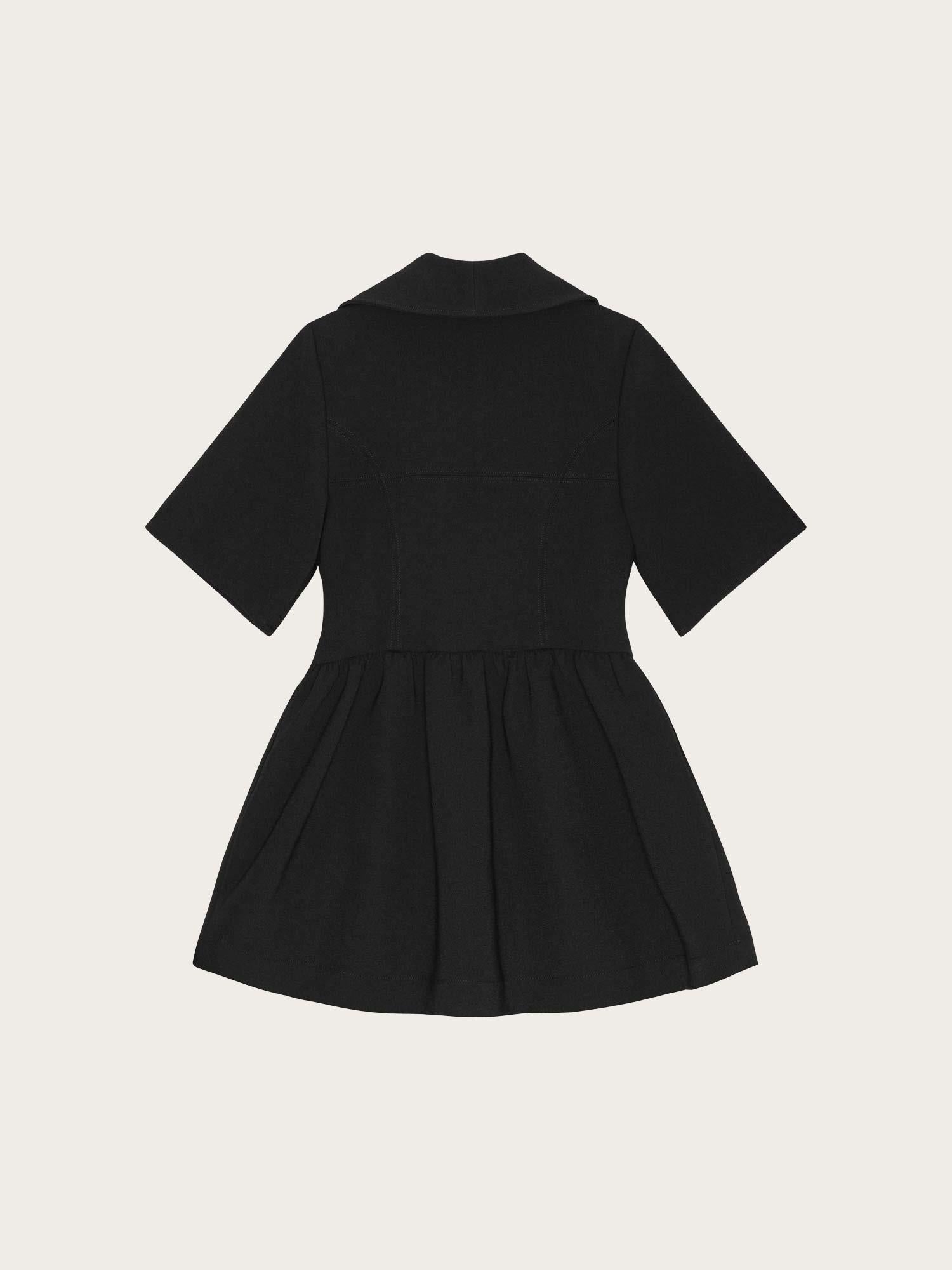 Bonded Crepe Mini Dress - Black
