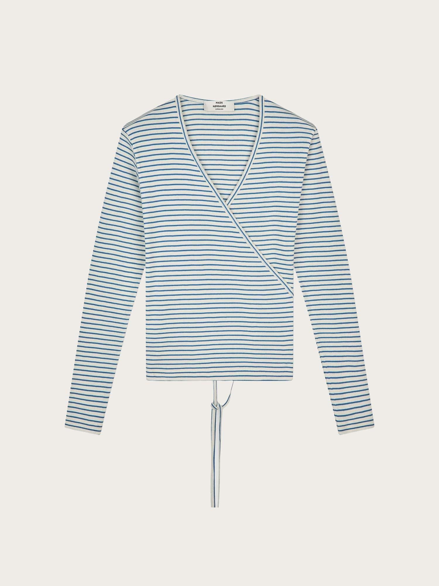 2x2 Cotton Stripe Susi LS Top - Vanilla Ice/Bright Cobalt