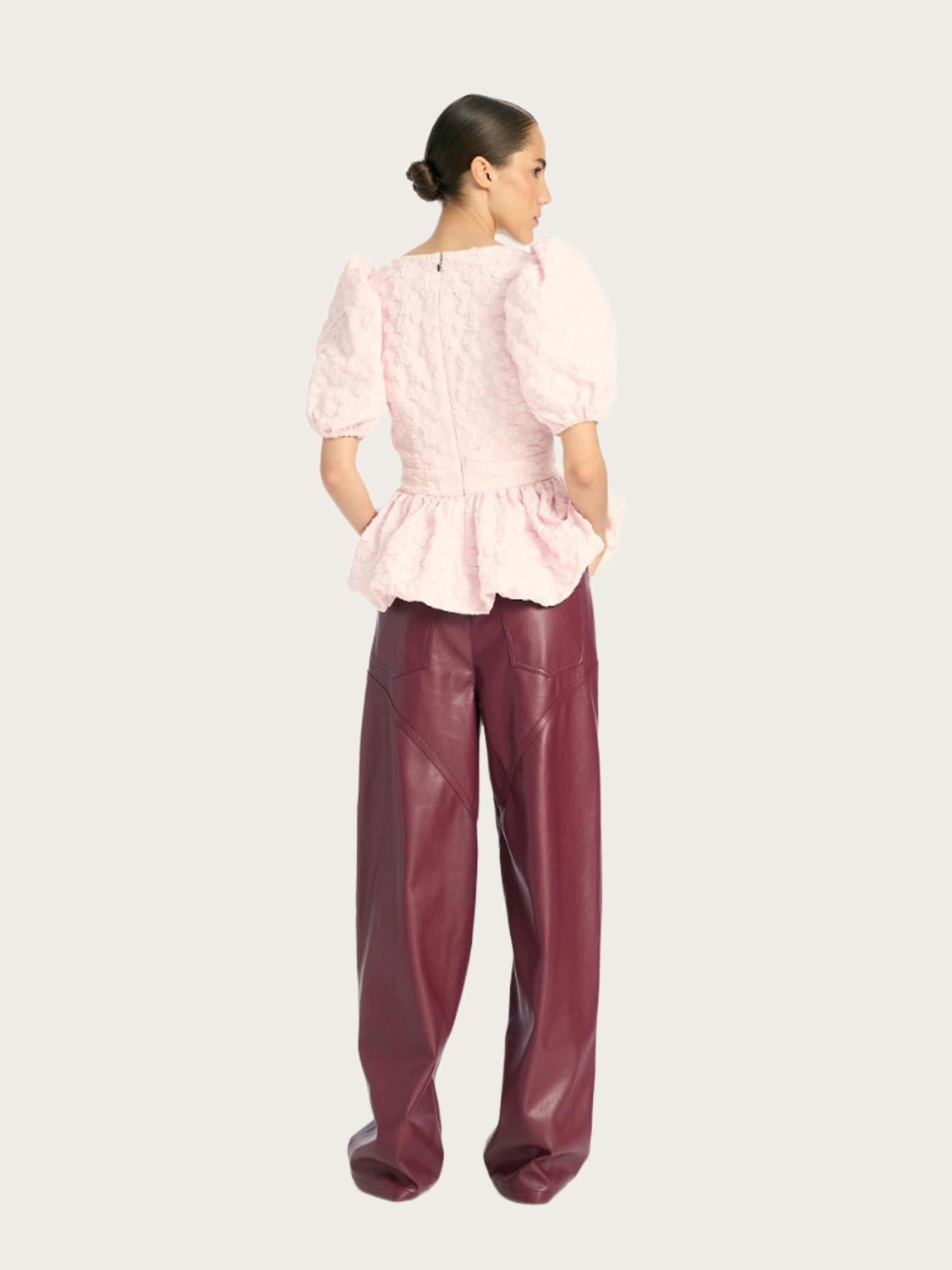 Jacquard Puff Sleeve Top - Ballerina