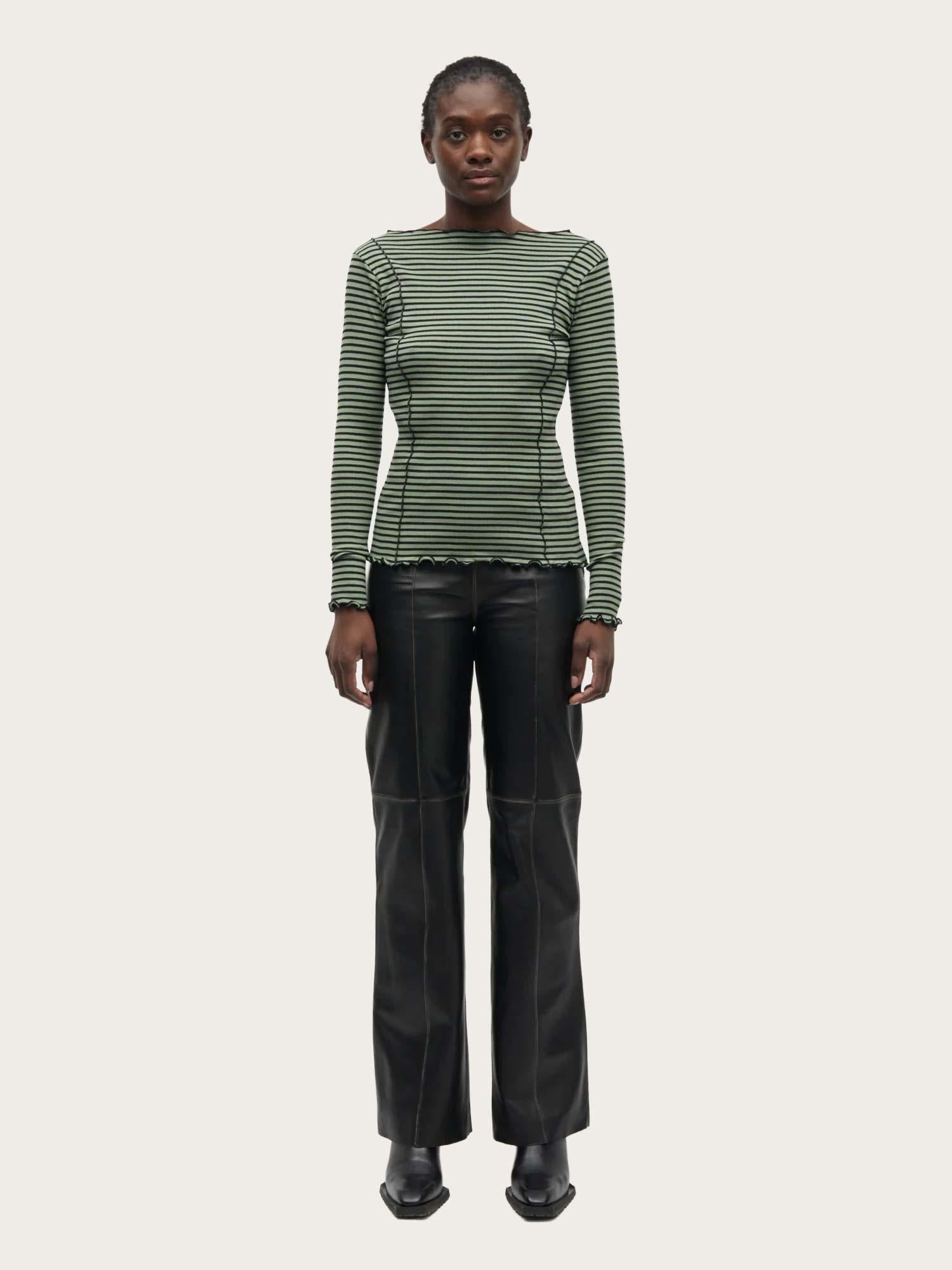 2x2 Cotton Stripe Siri Top - Sea Spray/Black