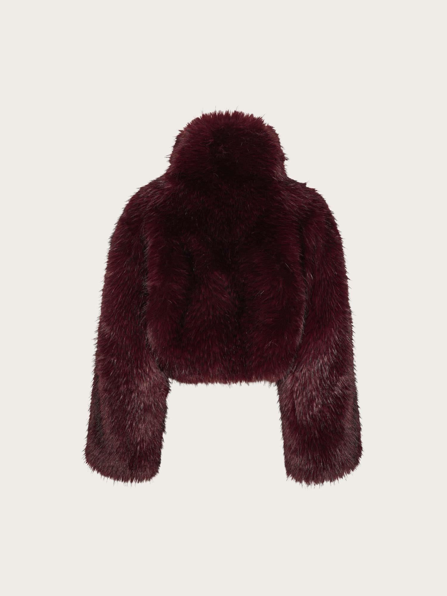 Faux Fur Crop Jacket - Zinfandel