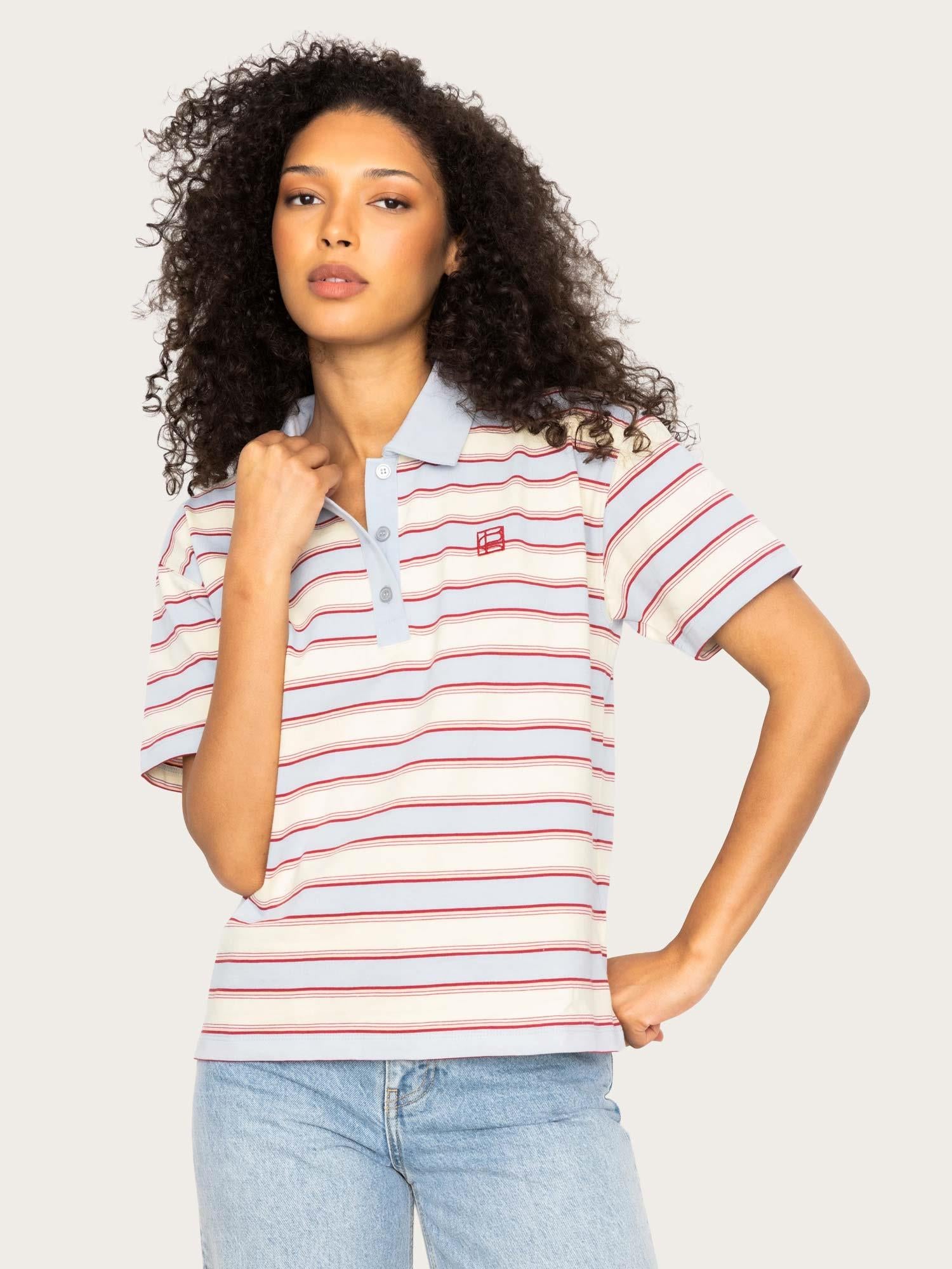 Evelyn Polo Tee - Ocean Stripe