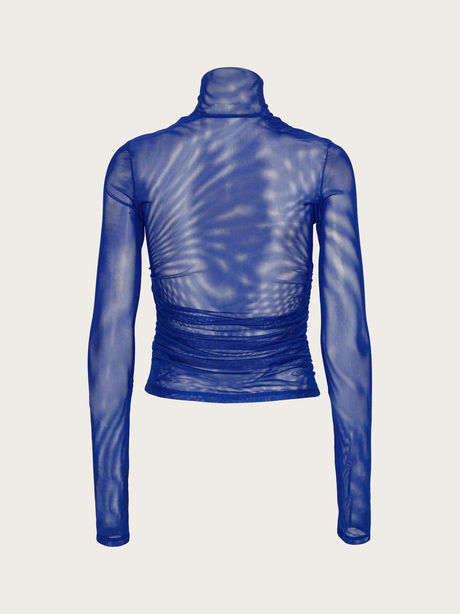 Mesh Ruched Top - Mazarine Blue