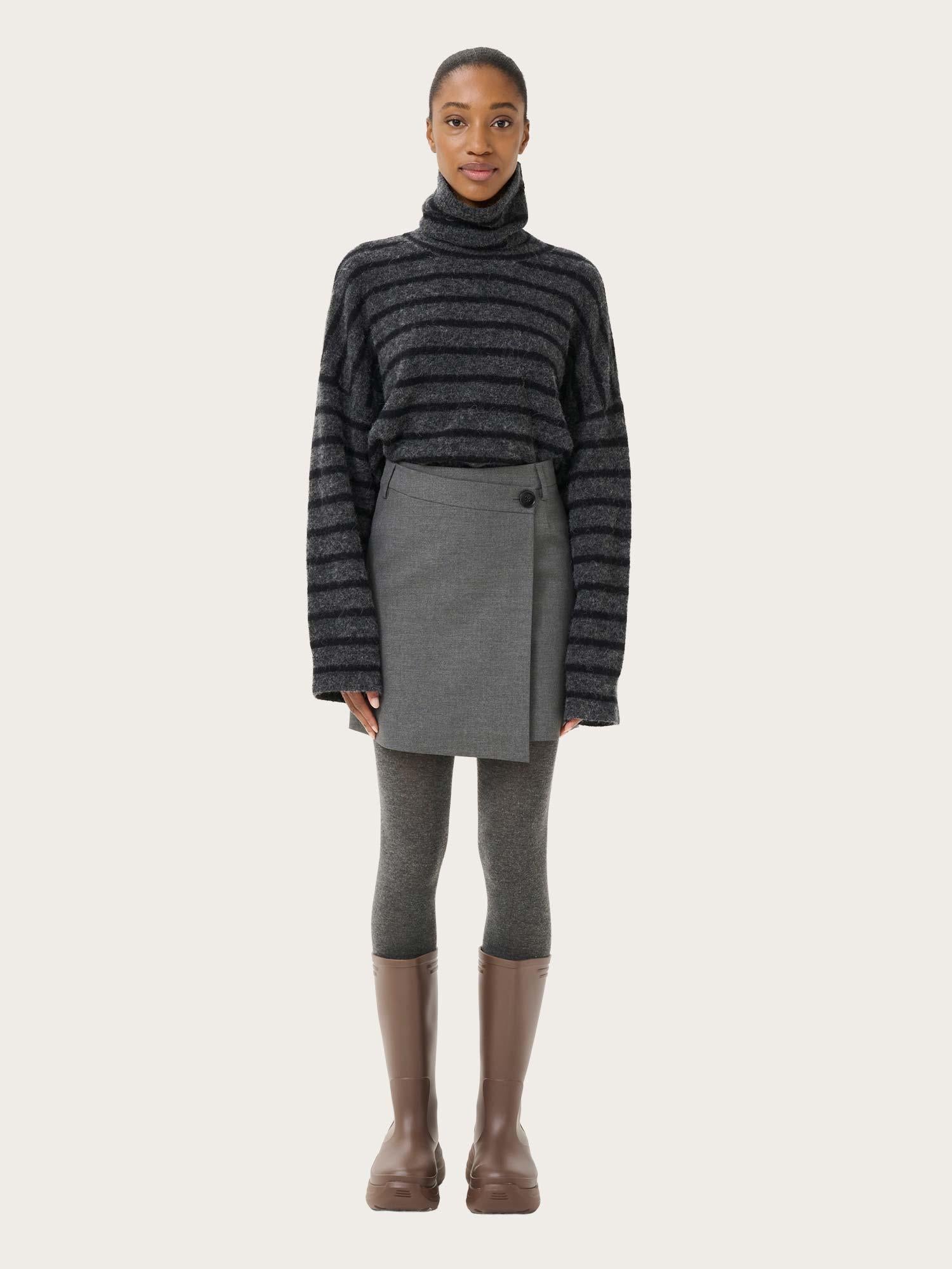 Paula mw Wrap Skirt - Dark Grey Melange