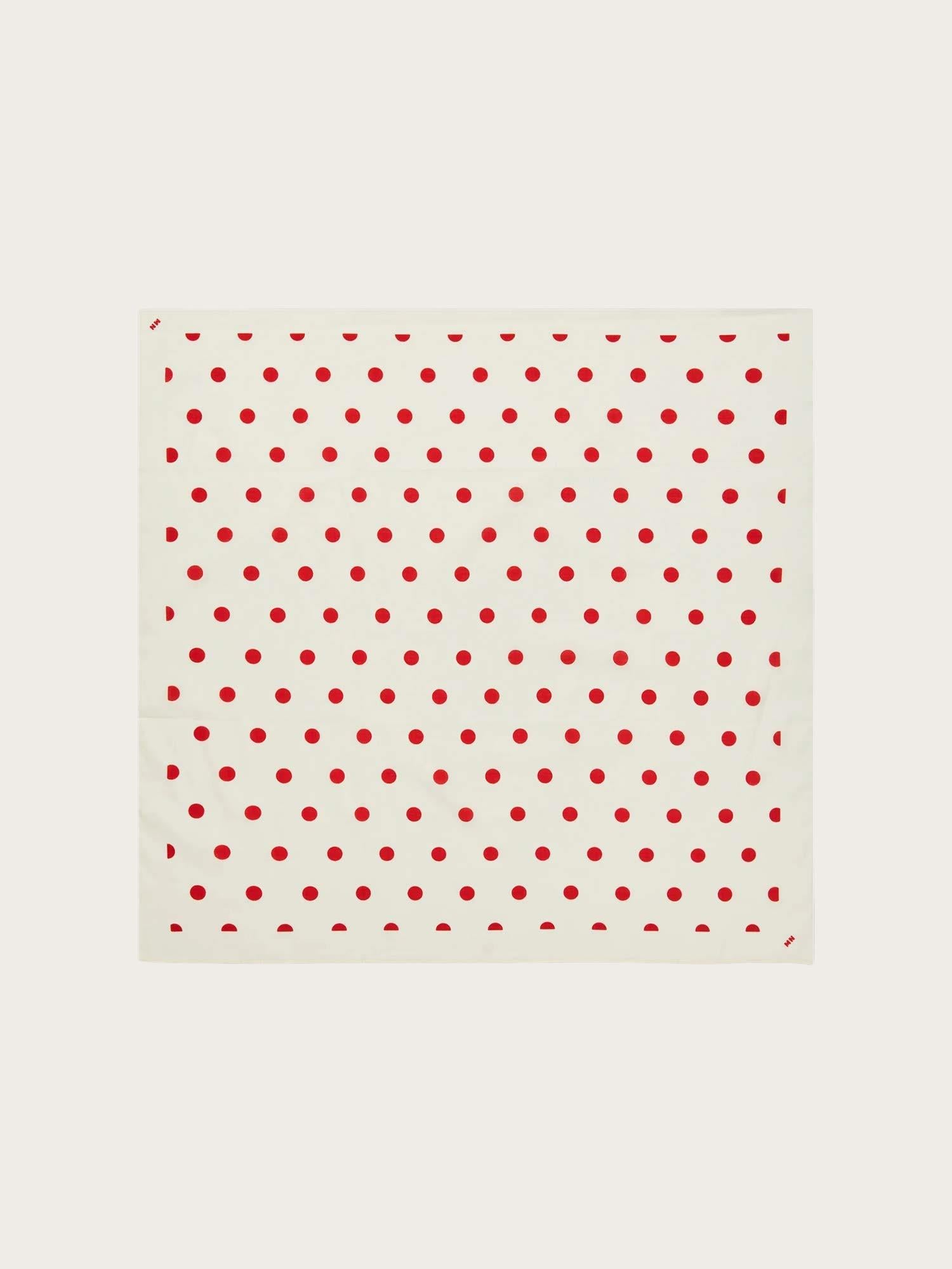 Soft Cotton Self Dot Scarf - Dot AOP/Fiery Red