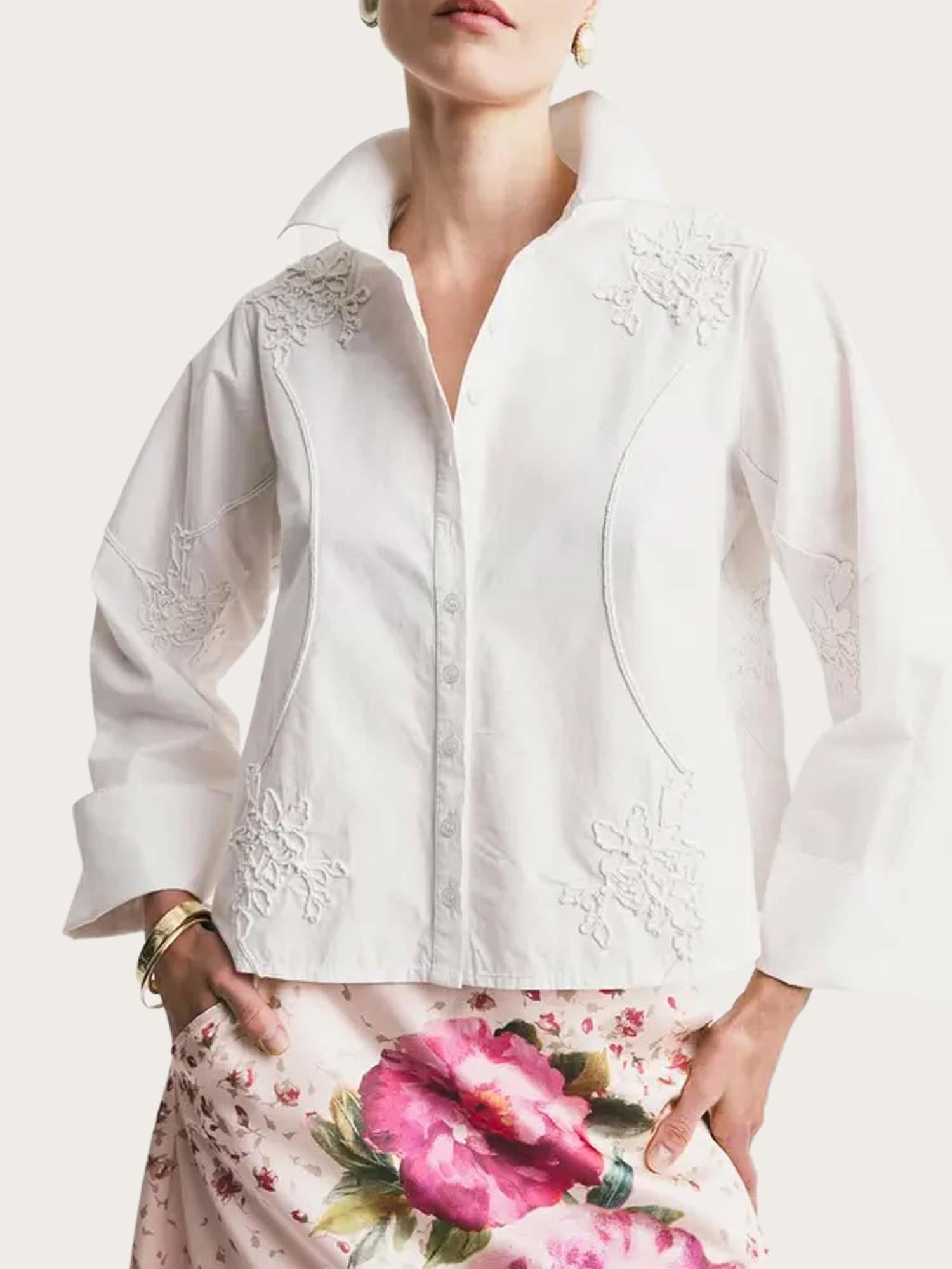 Embroidery Poplin Shirt - White